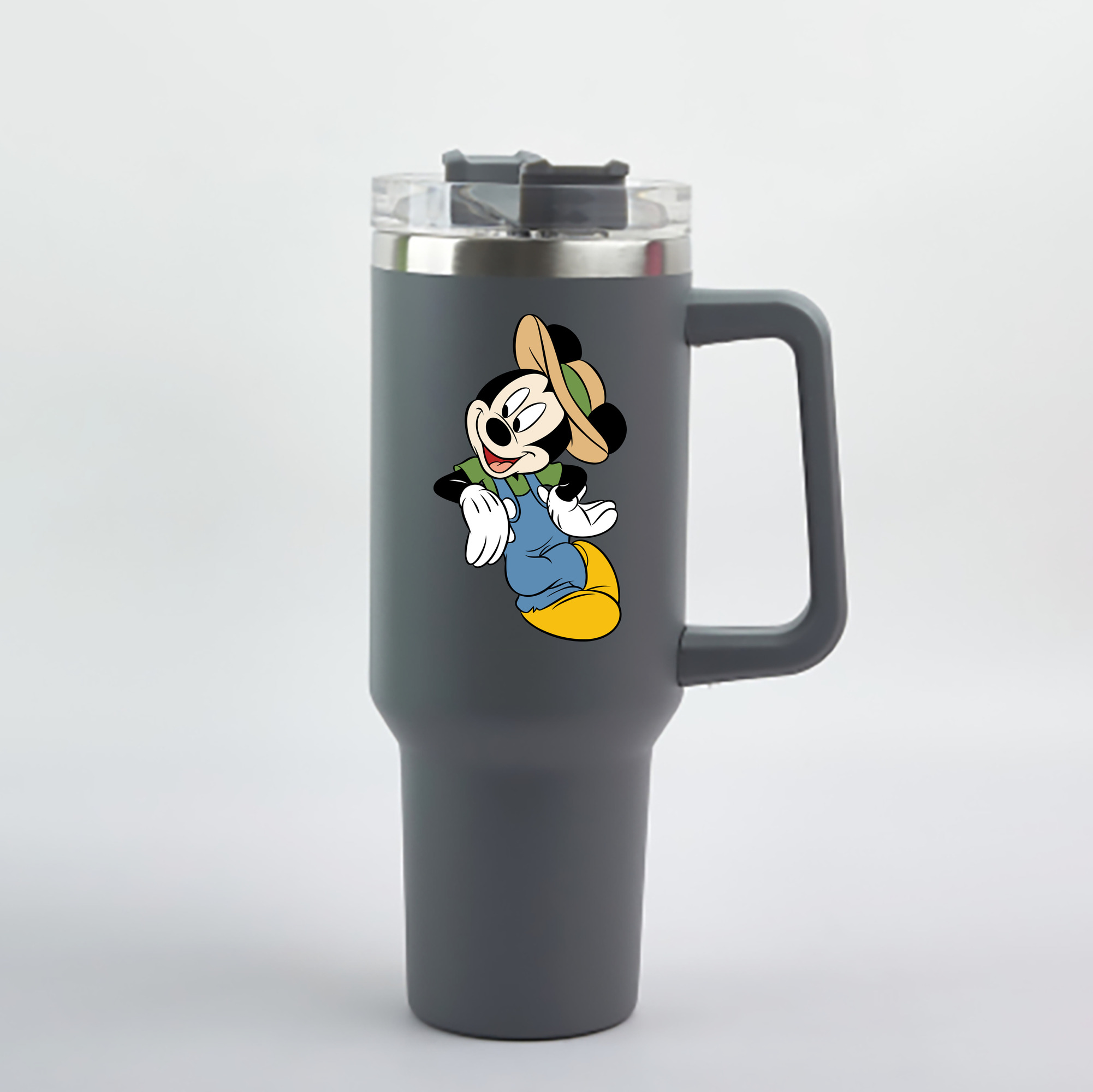 （画像用） ミッキーマウス Mickey Mouse 1200mL車用タンブラー - クリスタルステッカー（プラスチックストロー付き）