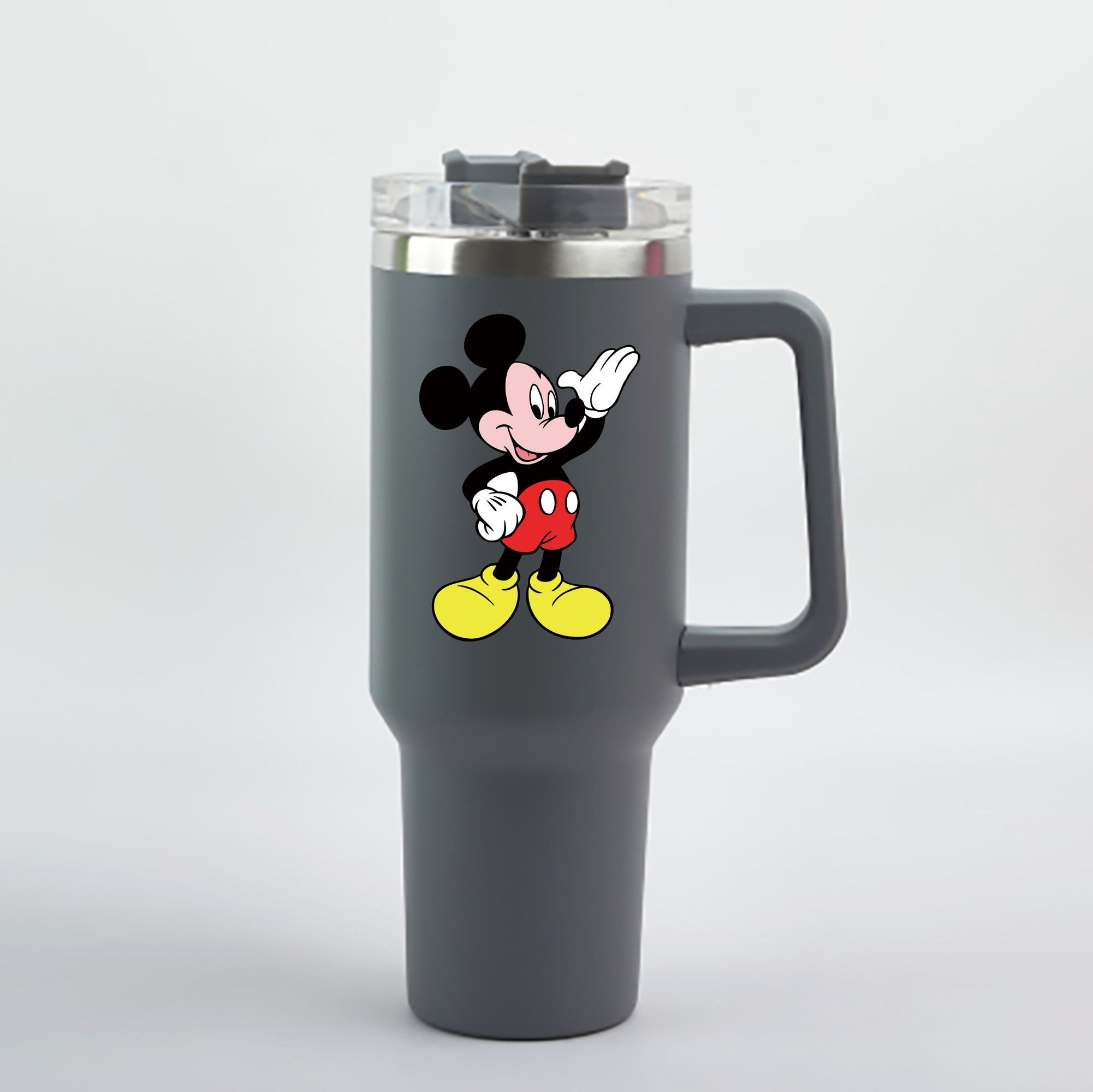 （画像用） ミッキーマウス Mickey Mouse 1200mL車用タンブラー - クリスタルステッカー（プラスチックストロー付き）