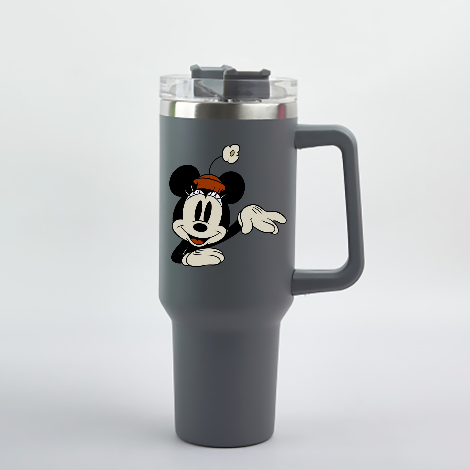 （画像用） ミッキーマウス Mickey Mouse 1200mL車用タンブラー - クリスタルステッカー（プラスチックストロー付き）