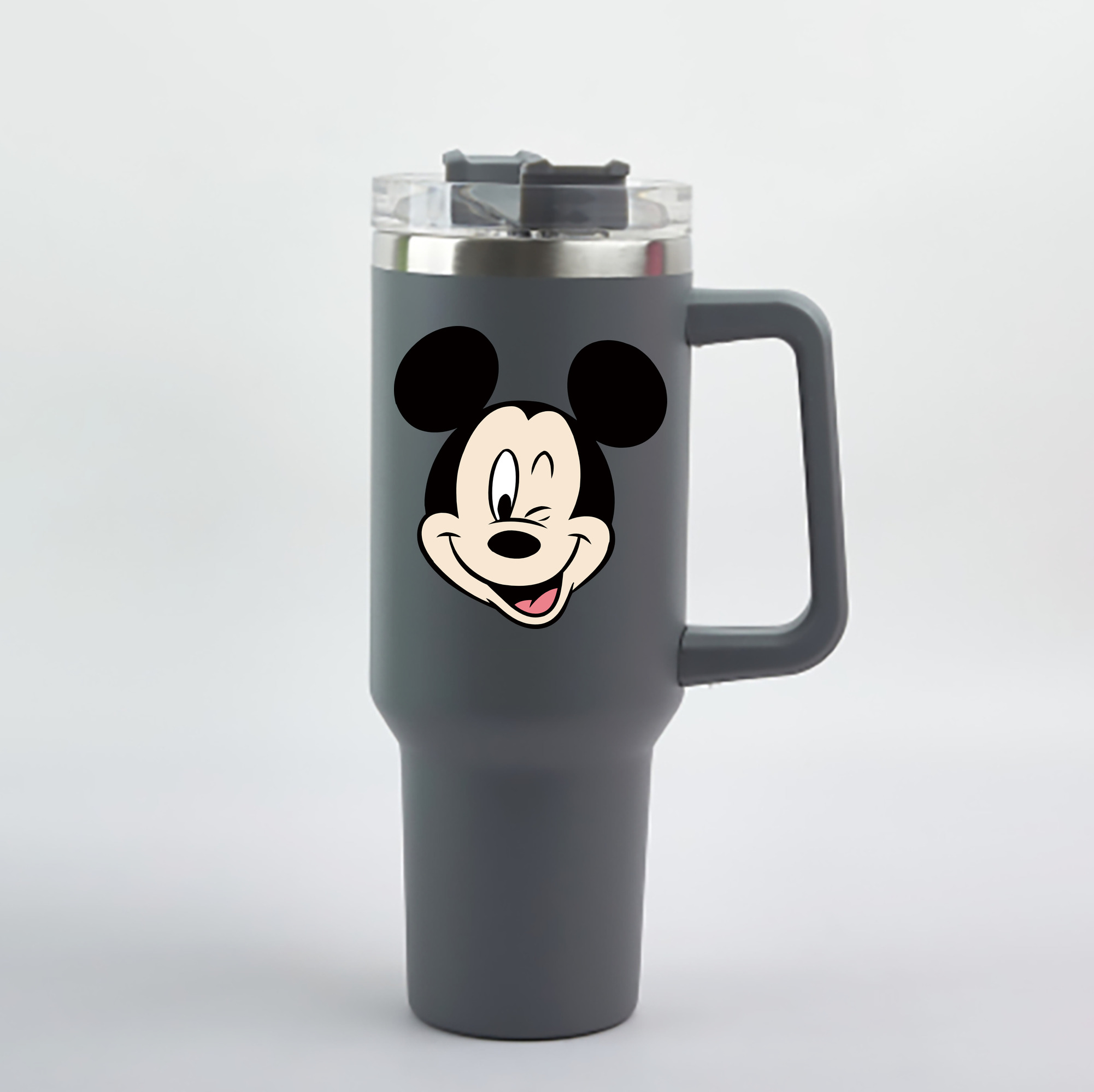 （画像用） ミッキーマウス Mickey Mouse 1200mL車用タンブラー - クリスタルステッカー（プラスチックストロー付き）