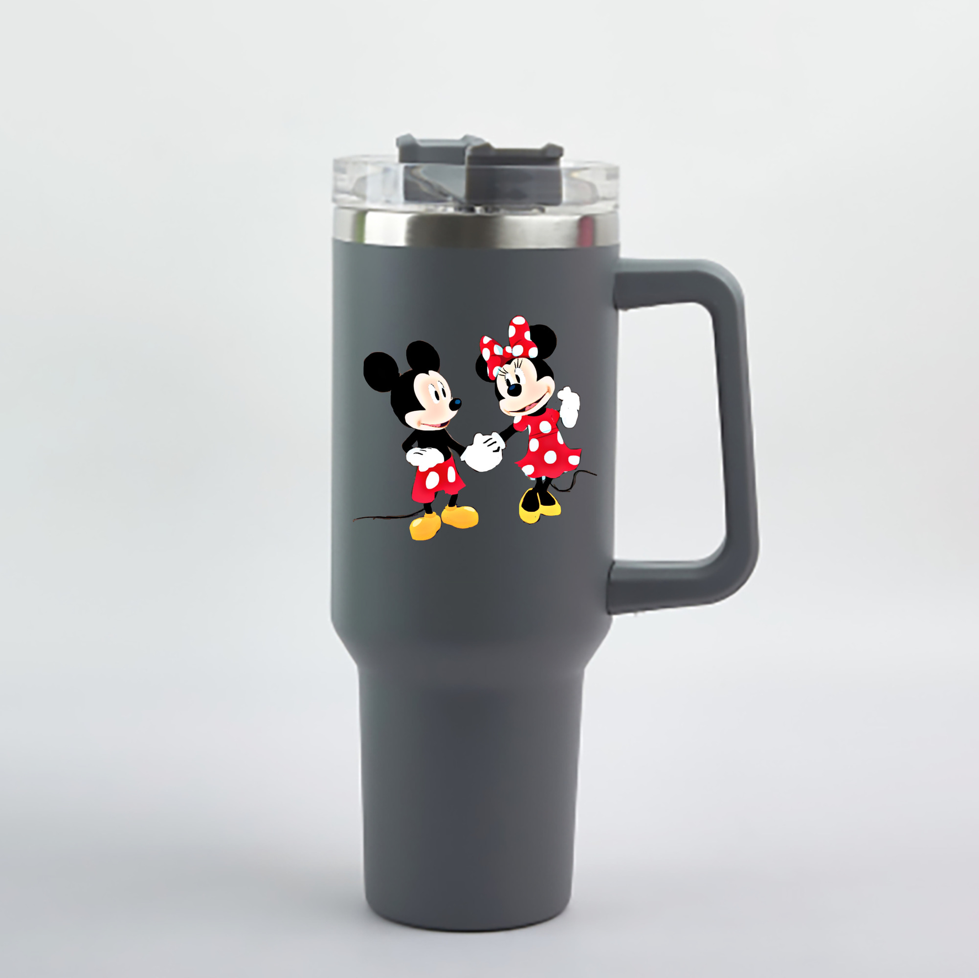 （画像用） ミッキーマウス Mickey Mouse 1200mL車用タンブラー - クリスタルステッカー（プラスチックストロー付き）