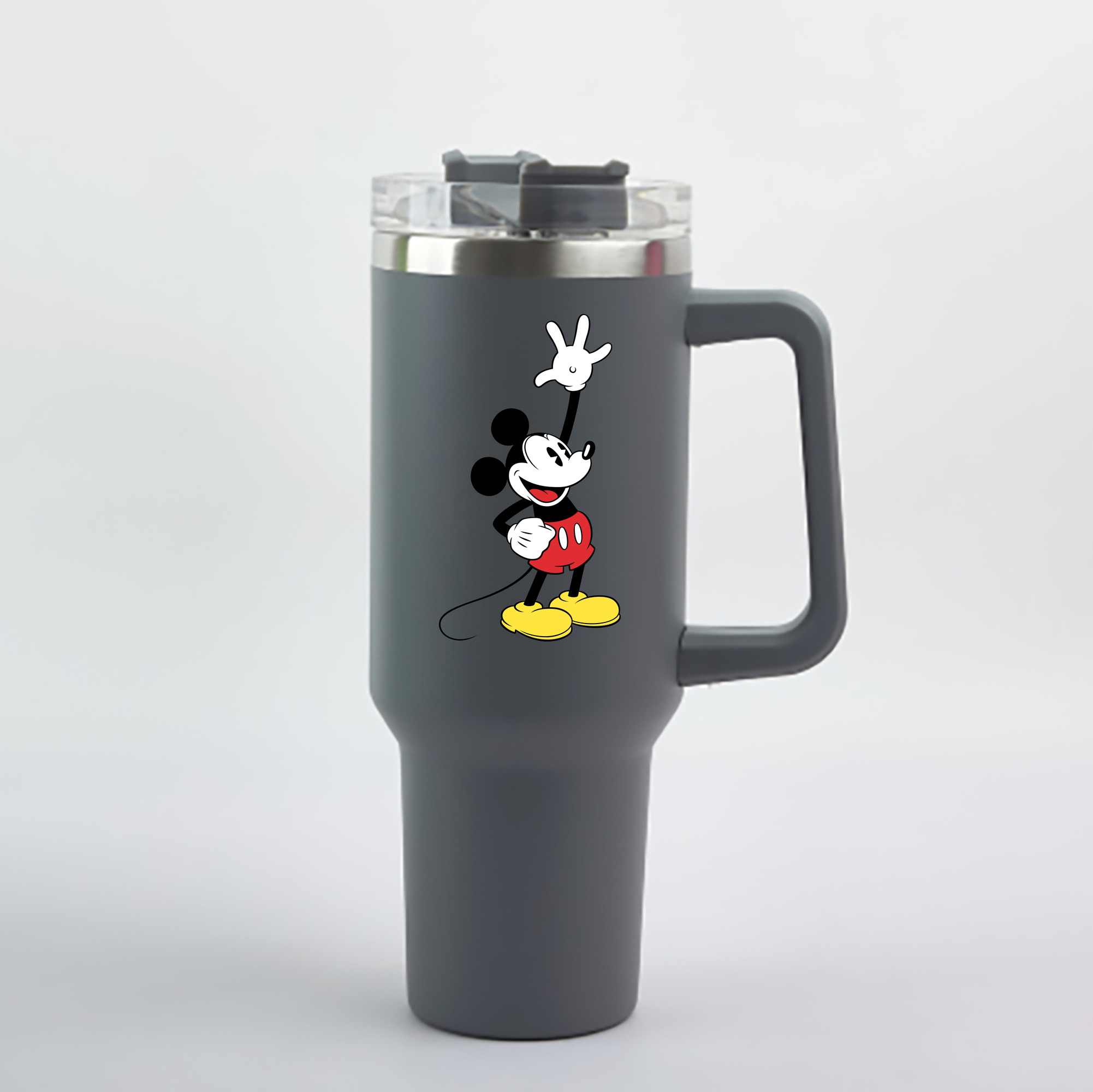 （画像用） ミッキーマウス Mickey Mouse 1200mL車用タンブラー - クリスタルステッカー（プラスチックストロー付き）