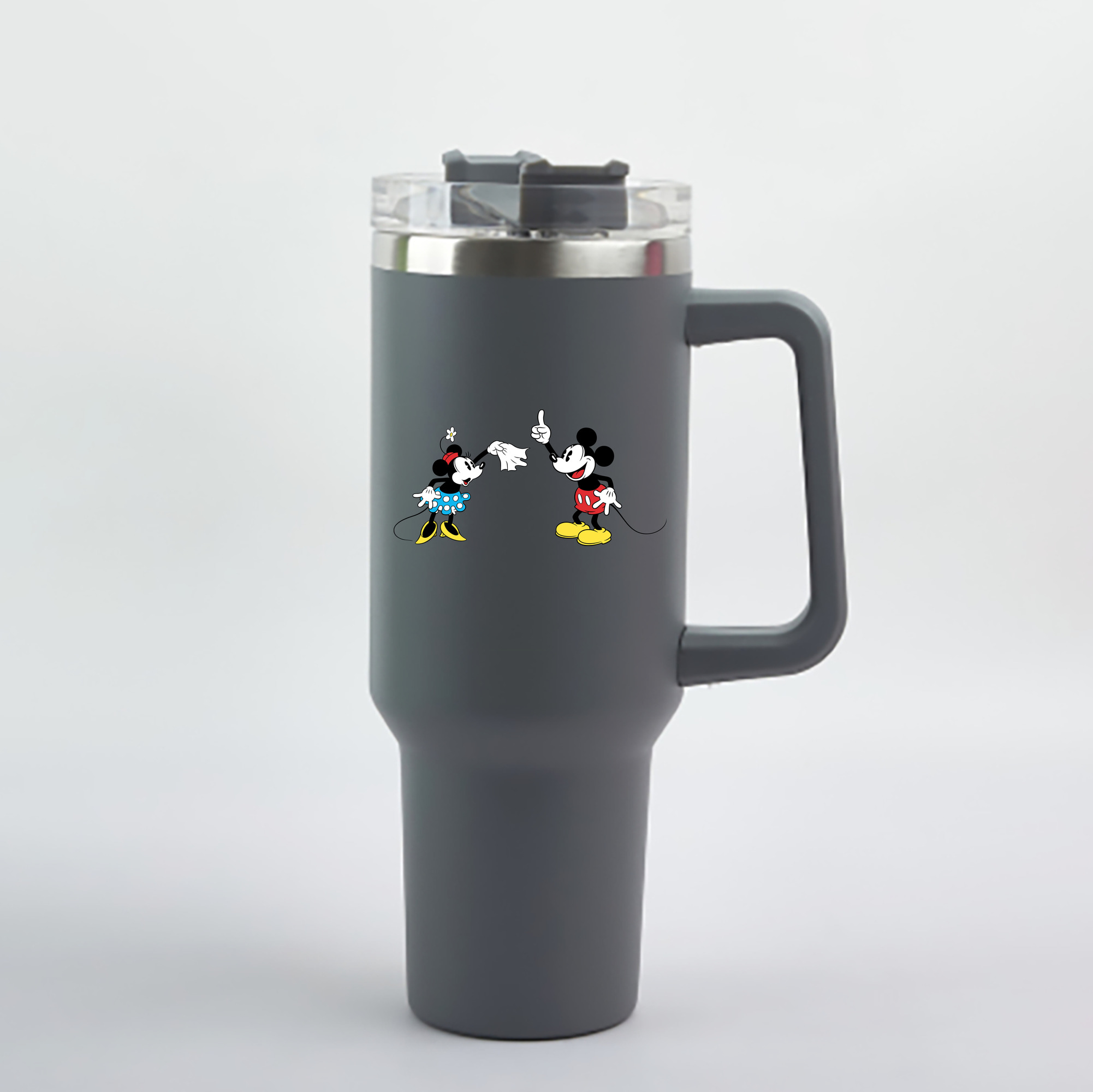 ミッキーマウス Mickey Mouse 1200mL車用タンブラー - クリスタルステッカー（プラスチックストロー付き）