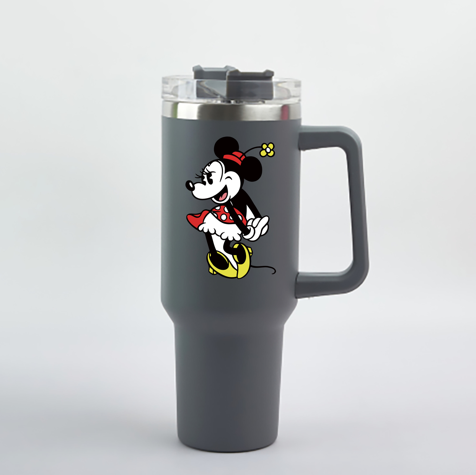 （画像用） ミッキーマウス Mickey Mouse 1200mL車用タンブラー - クリスタルステッカー（プラスチックストロー付き）