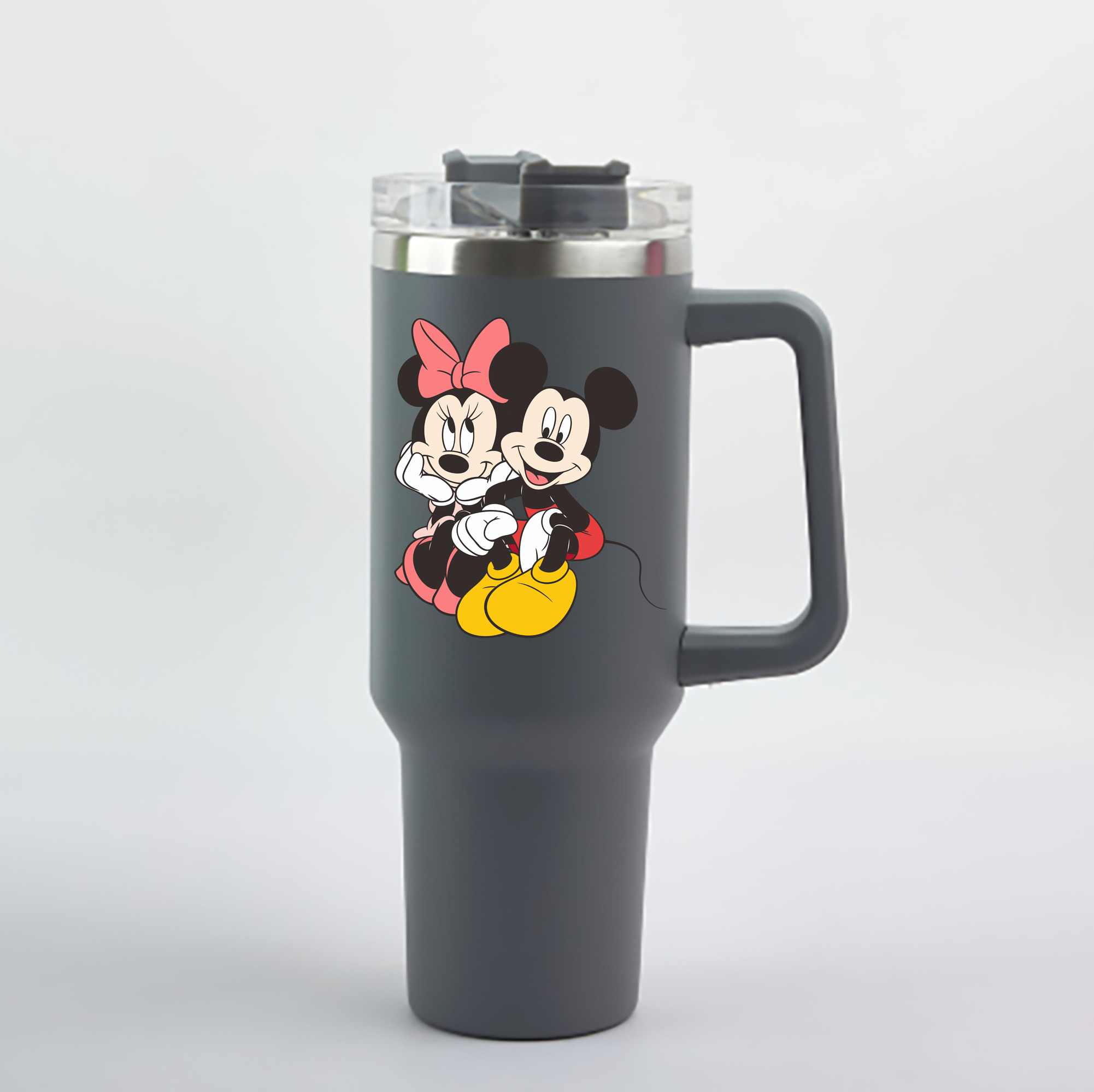 （画像用） ミッキーマウス Mickey Mouse 1200mL車用タンブラー - クリスタルステッカー（プラスチックストロー付き）