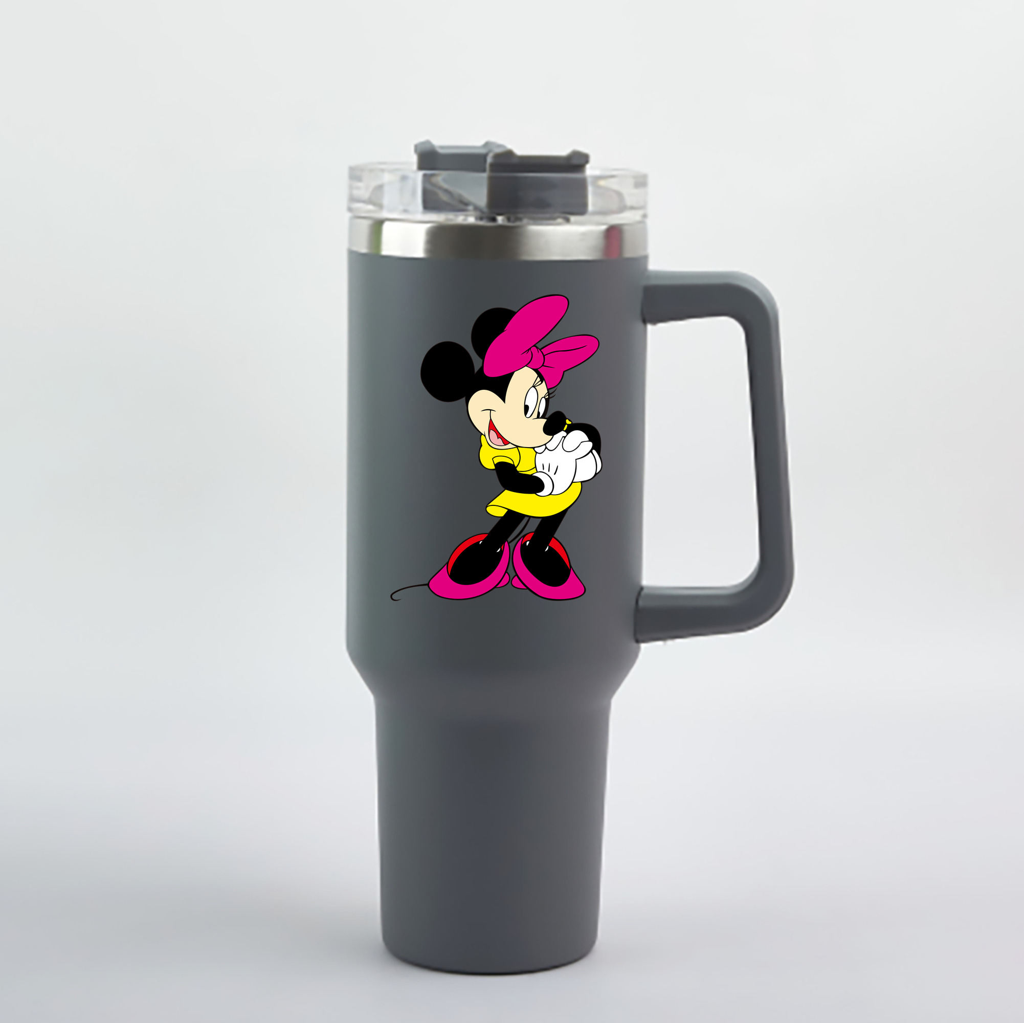 （画像用） ミッキーマウス Mickey Mouse 1200mL車用タンブラー - クリスタルステッカー（プラスチックストロー付き）