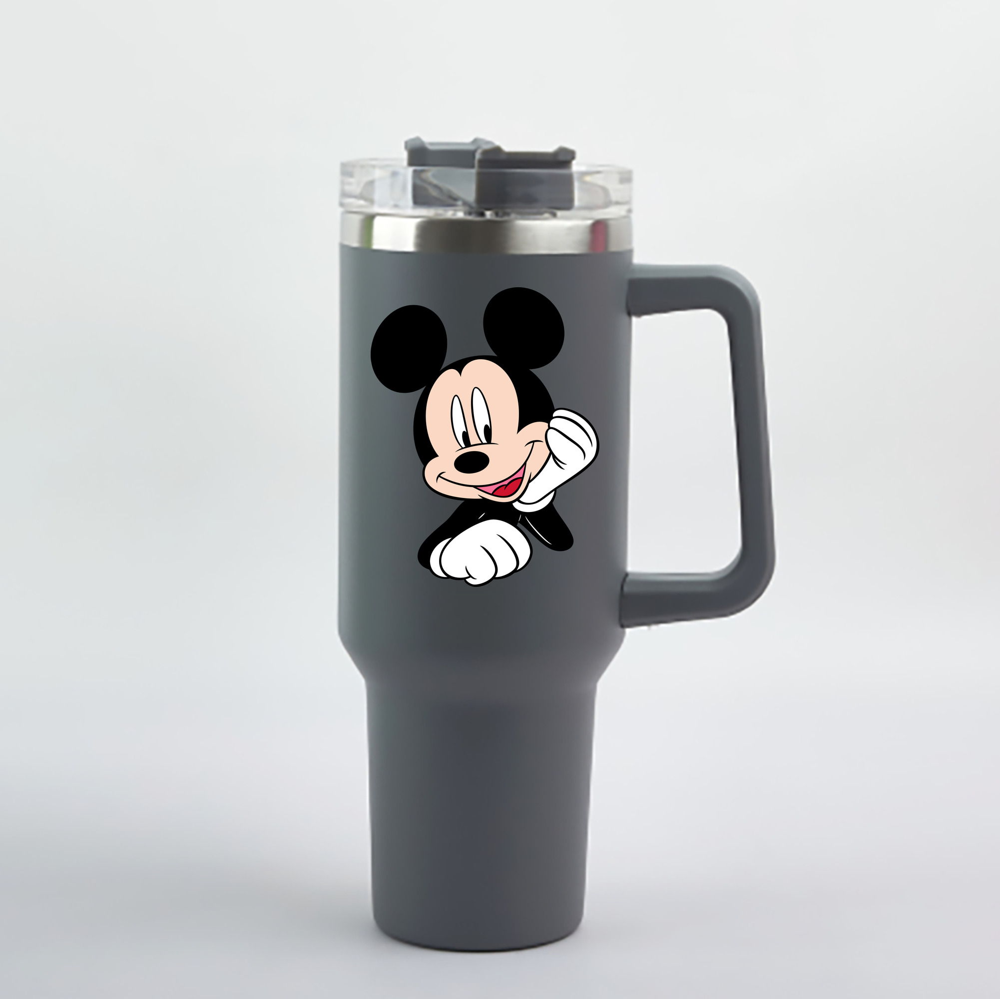 （画像用） ミッキーマウス Mickey Mouse 1200mL車用タンブラー - クリスタルステッカー（プラスチックストロー付き）