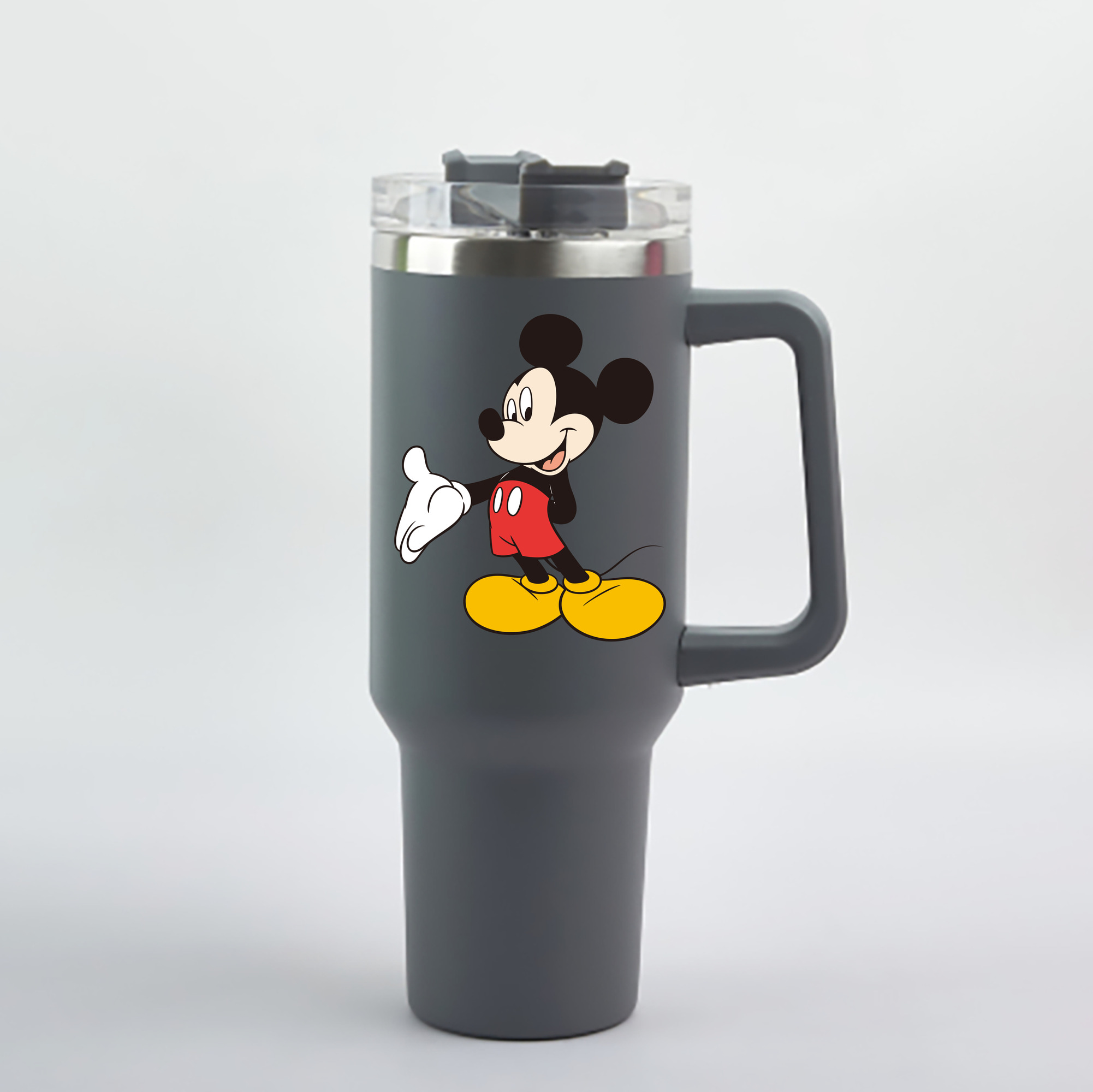 （画像用） ミッキーマウス Mickey Mouse 1200mL車用タンブラー - クリスタルステッカー（プラスチックストロー付き）