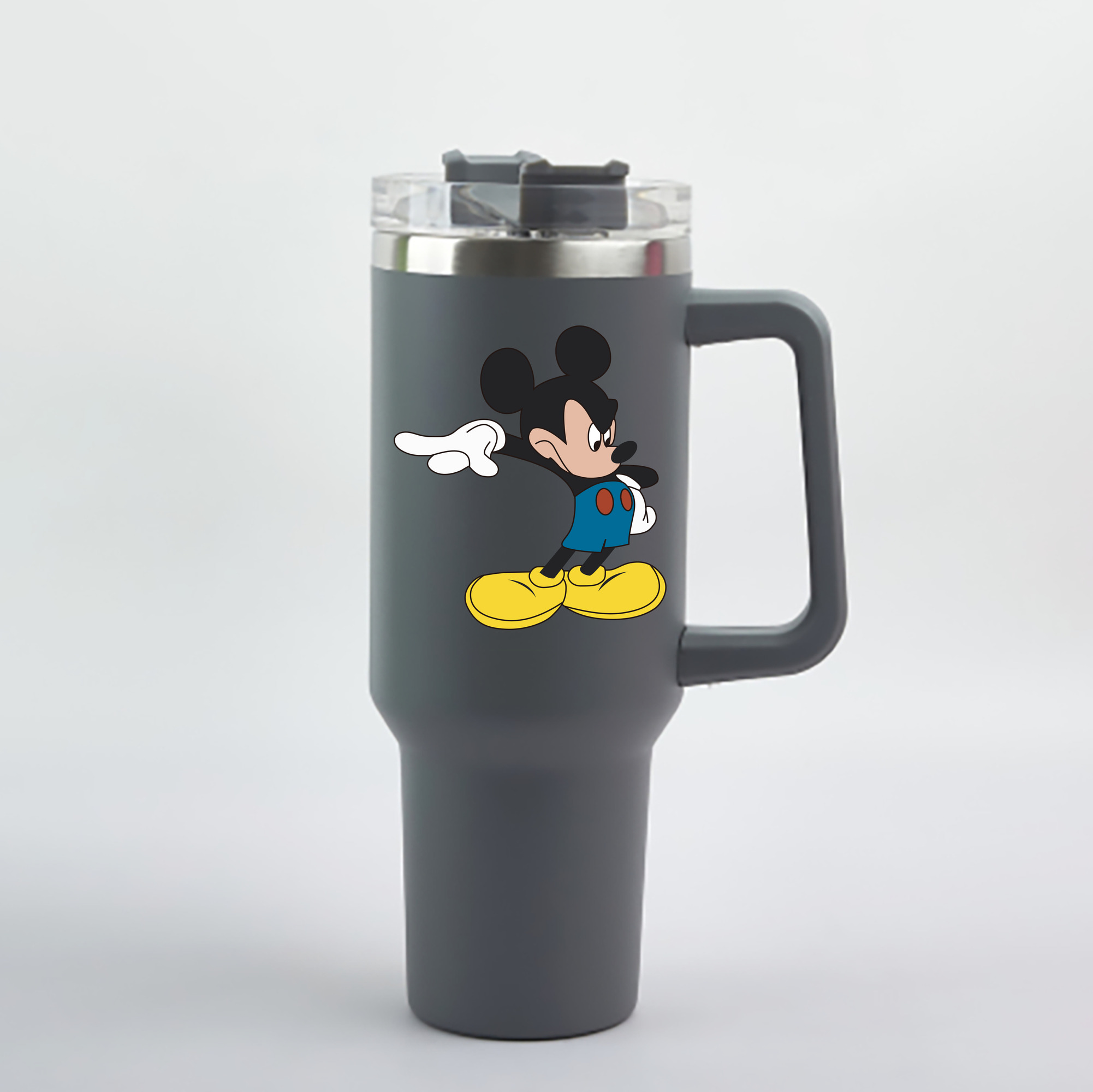 （画像用） ミッキーマウス Mickey Mouse 1200mL車用タンブラー - クリスタルステッカー（プラスチックストロー付き）