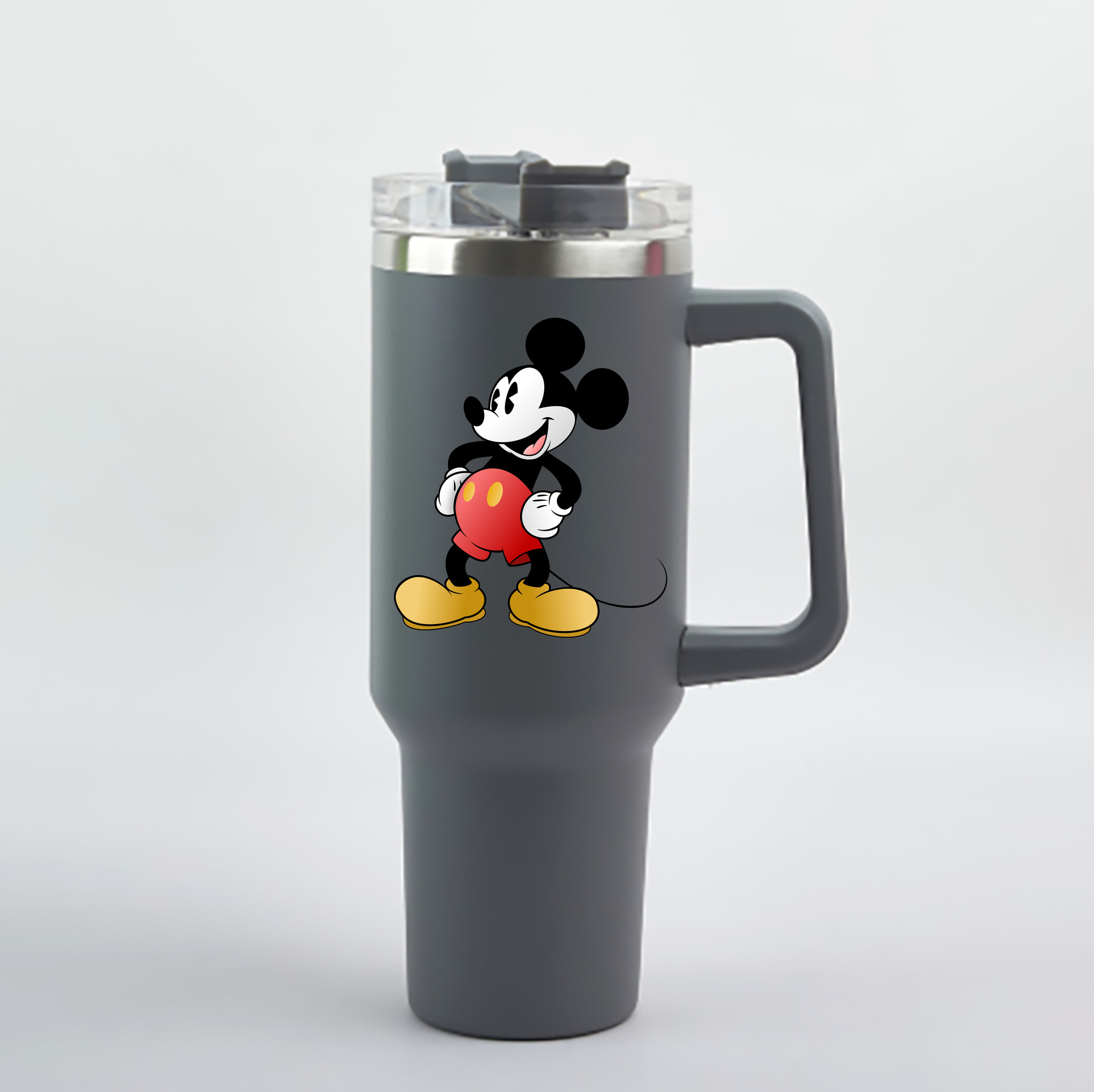 （画像用） ミッキーマウス Mickey Mouse 1200mL車用タンブラー - クリスタルステッカー（プラスチックストロー付き）