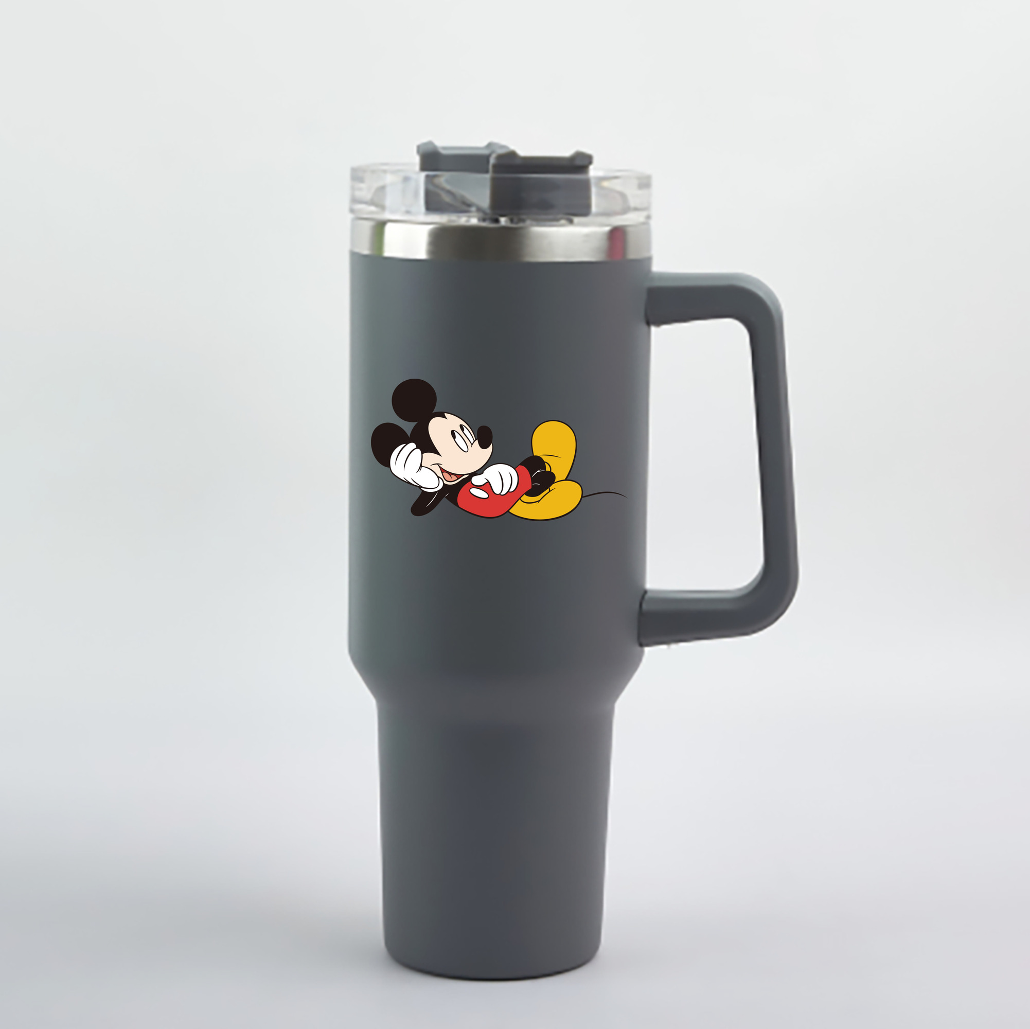 （画像用） ミッキーマウス Mickey Mouse 1200mL車用タンブラー - クリスタルステッカー（プラスチックストロー付き）