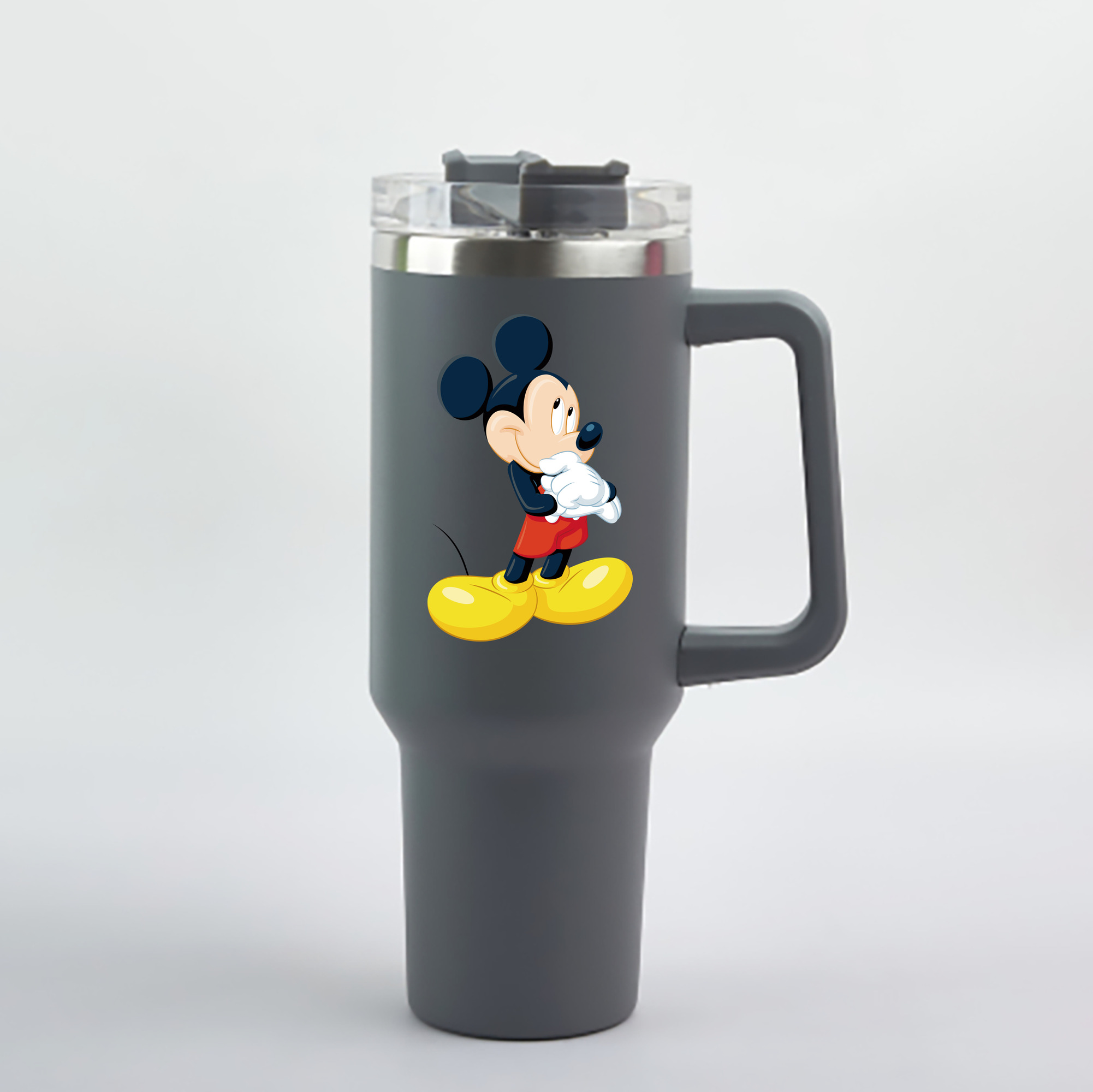 （画像用） ミッキーマウス Mickey Mouse 1200mL車用タンブラー - クリスタルステッカー（プラスチックストロー付き）