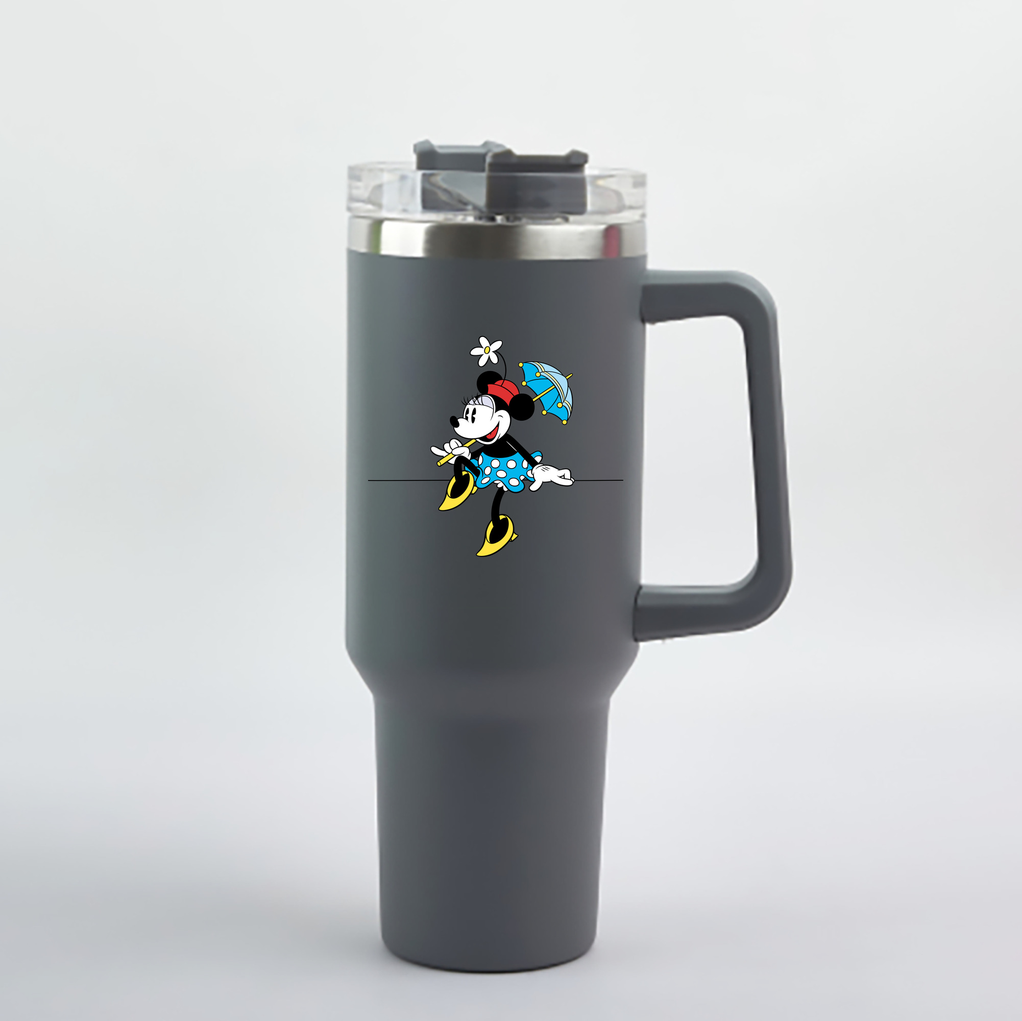 （画像用） ミッキーマウス Mickey Mouse 1200mL車用タンブラー - クリスタルステッカー（プラスチックストロー付き）