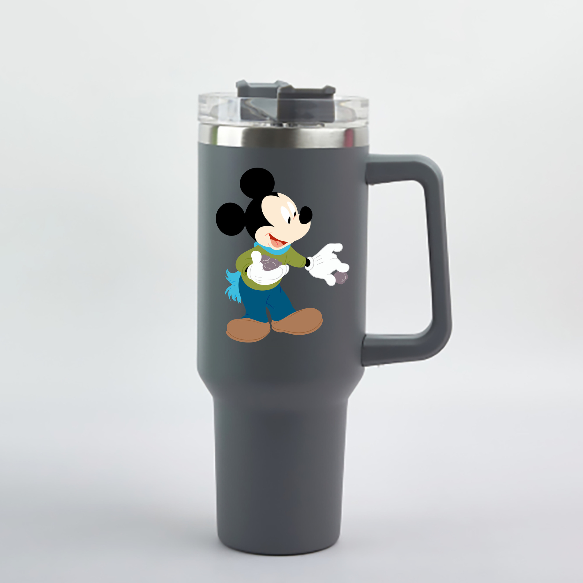 （画像用） ミッキーマウス Mickey Mouse 1200mL車用タンブラー - クリスタルステッカー（プラスチックストロー付き）