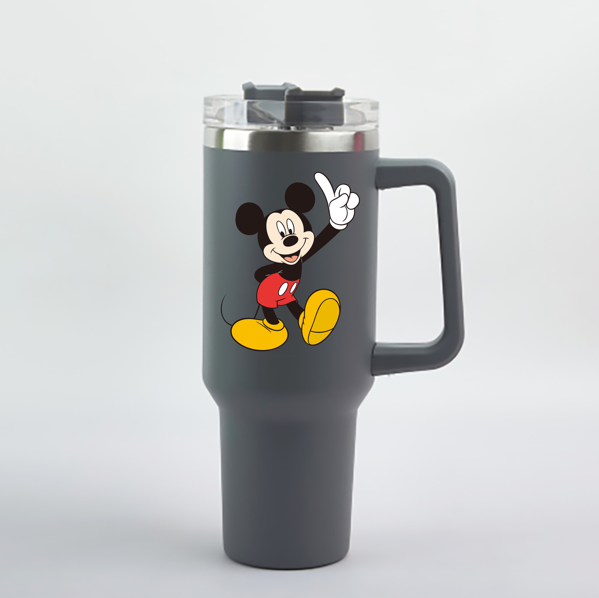 （画像用） ミッキーマウス Mickey Mouse 1200mL車用タンブラー - クリスタルステッカー（プラスチックストロー付き）