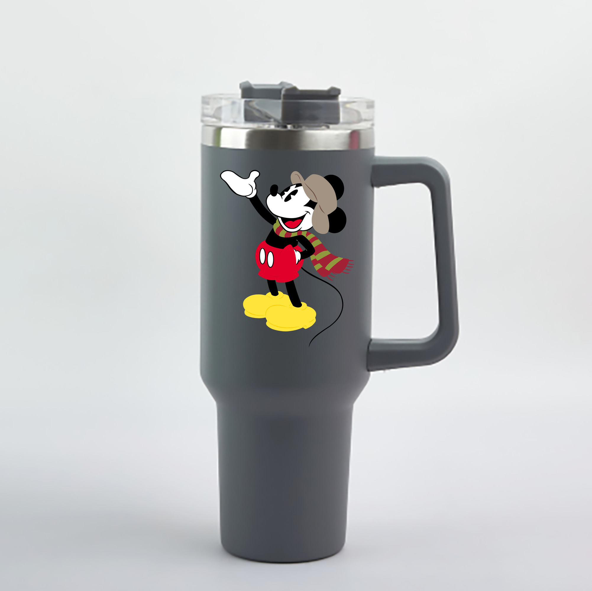 （画像用） ミッキーマウス Mickey Mouse 1200mL車用タンブラー - クリスタルステッカー（プラスチックストロー付き）