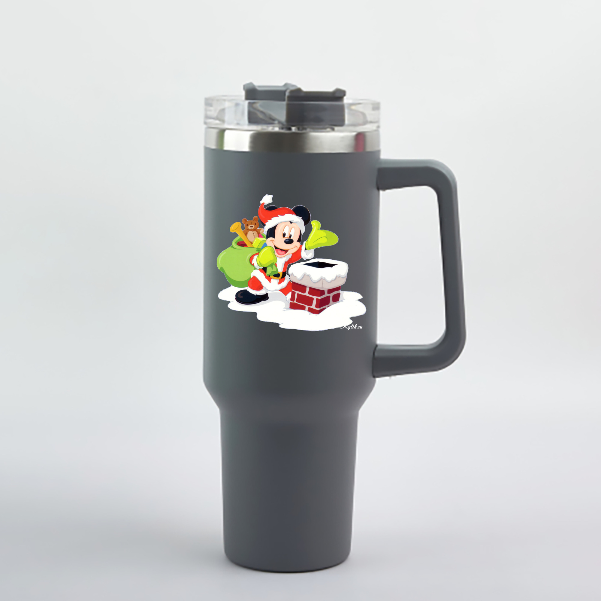 （画像用） ミッキーマウス Mickey Mouse 1200mL車用タンブラー - クリスタルステッカー（プラスチックストロー付き）