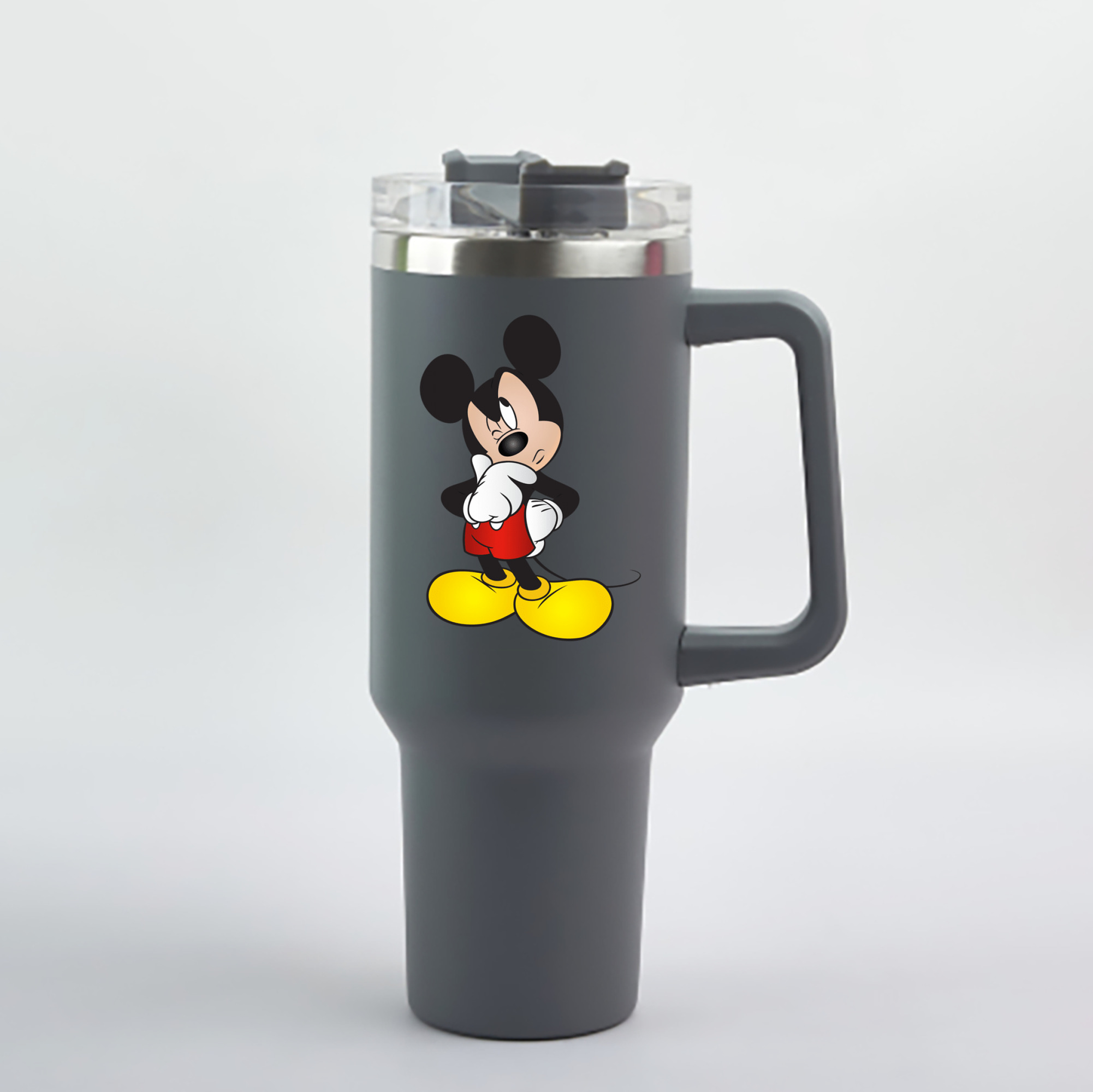 （画像用） ミッキーマウス Mickey Mouse 1200mL車用タンブラー - クリスタルステッカー（プラスチックストロー付き）