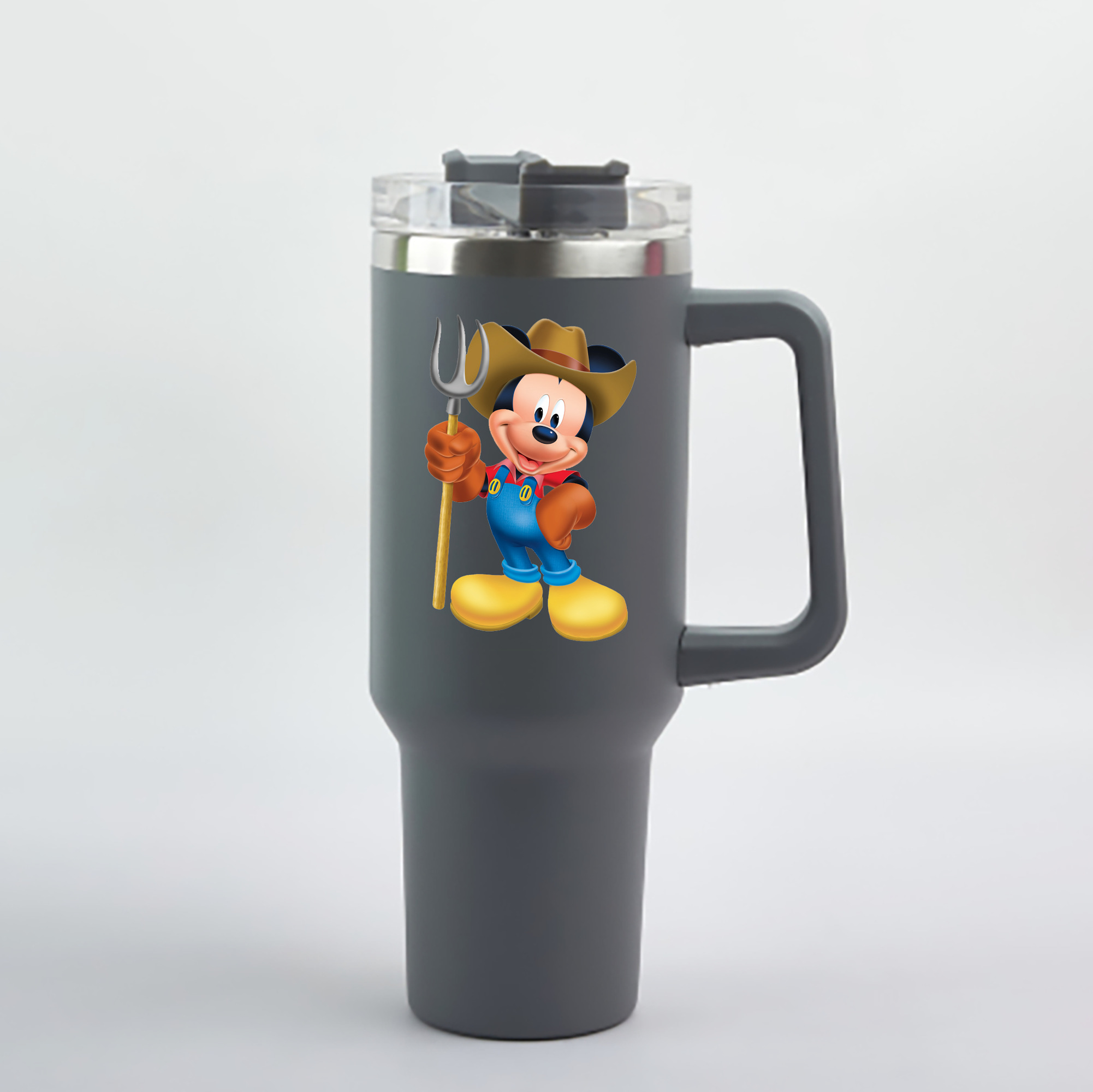 （画像用） ミッキーマウス Mickey Mouse 1200mL車用タンブラー - クリスタルステッカー（プラスチックストロー付き）