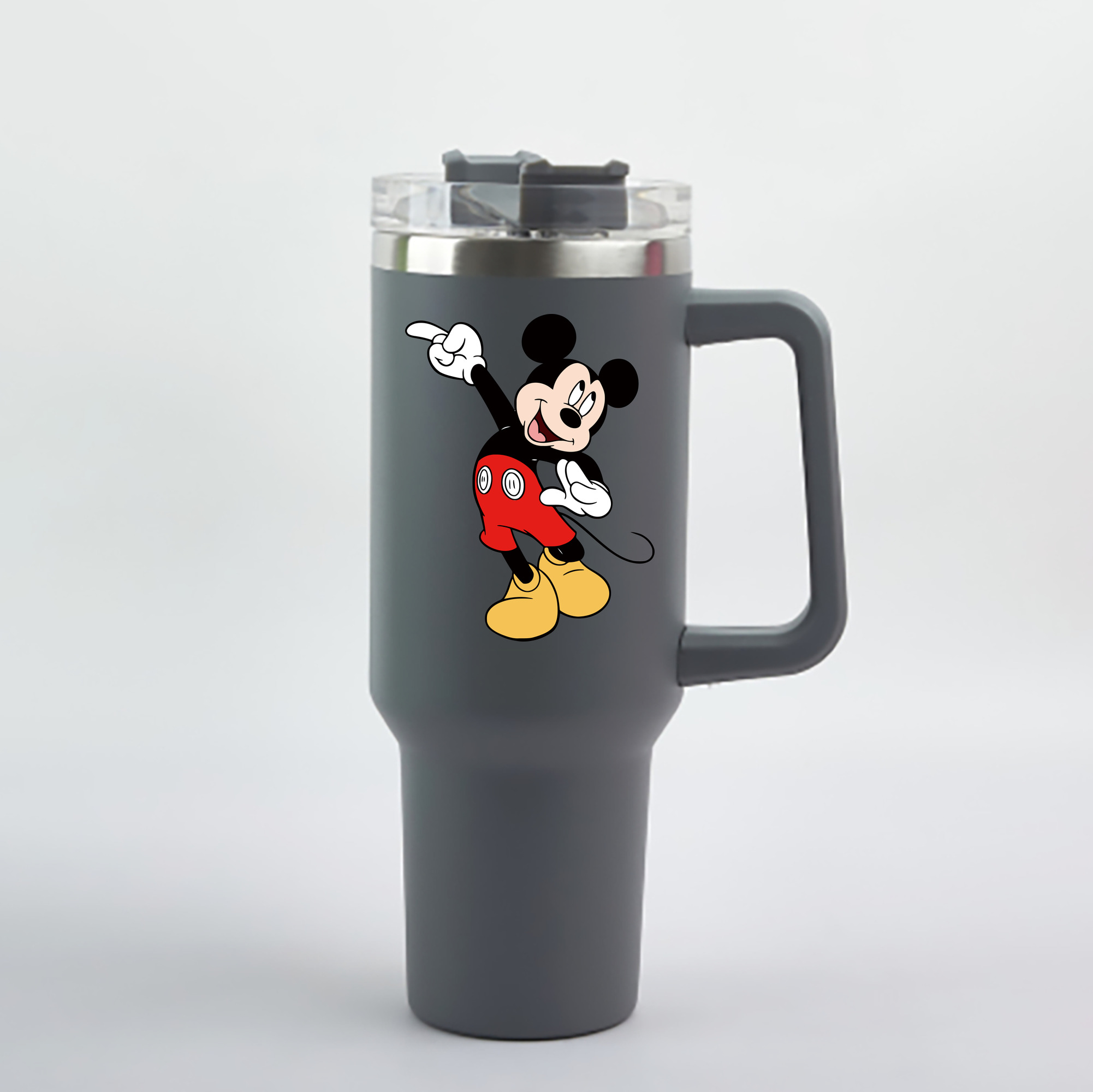 （画像用） ミッキーマウス Mickey Mouse 1200mL車用タンブラー - クリスタルステッカー（プラスチックストロー付き）