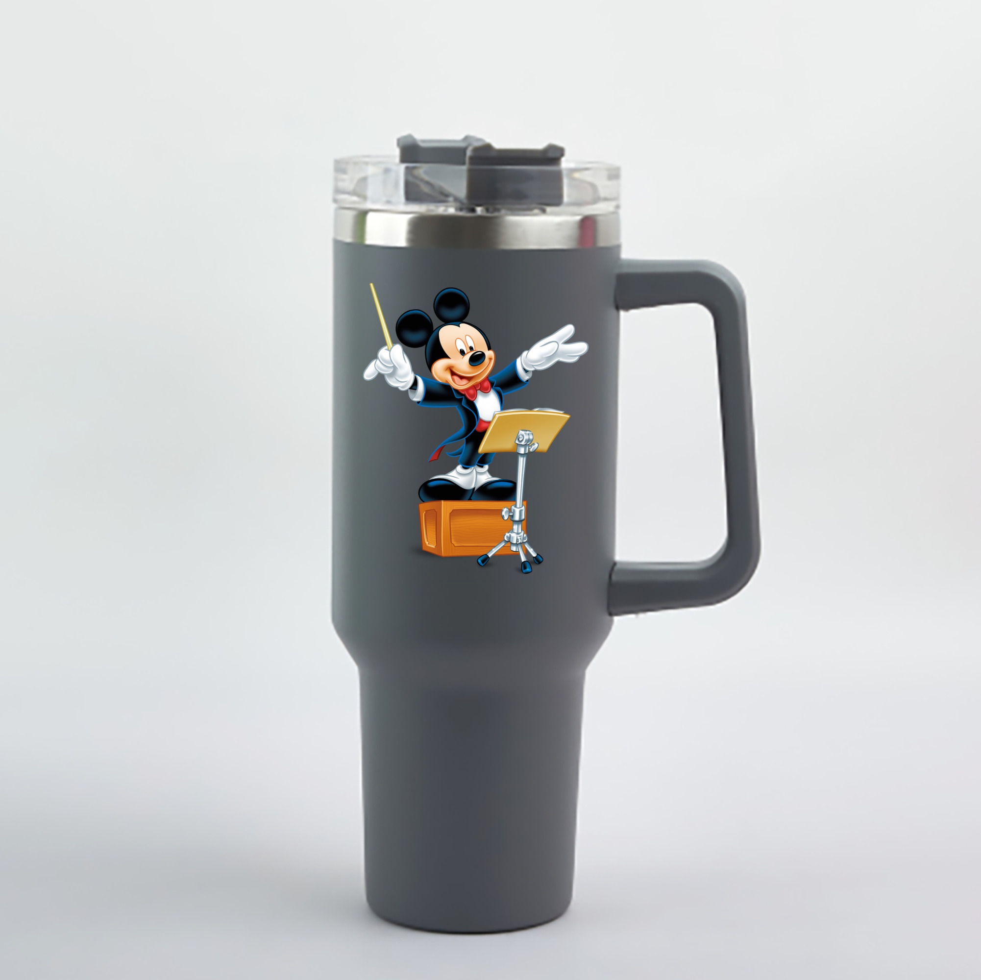 （画像用） ミッキーマウス Mickey Mouse 1200mL車用タンブラー - クリスタルステッカー（プラスチックストロー付き）