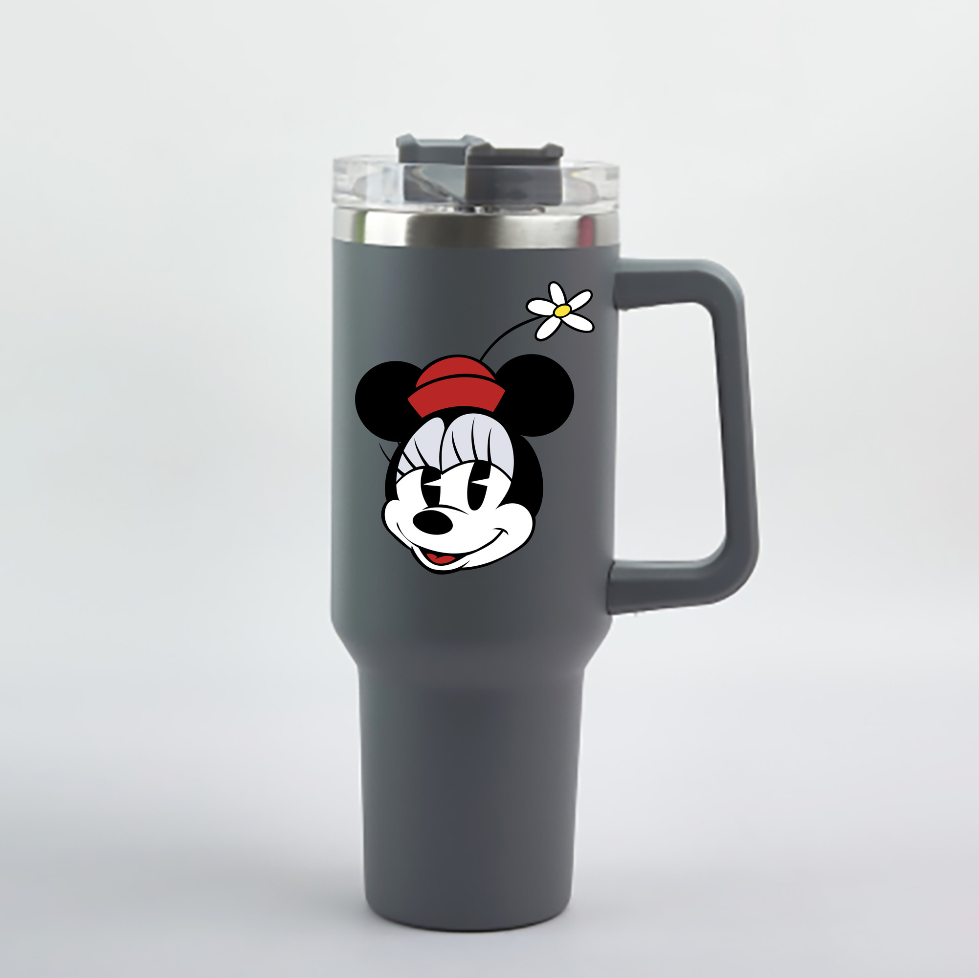 （画像用） ミッキーマウス Mickey Mouse 1200mL車用タンブラー - クリスタルステッカー（プラスチックストロー付き）