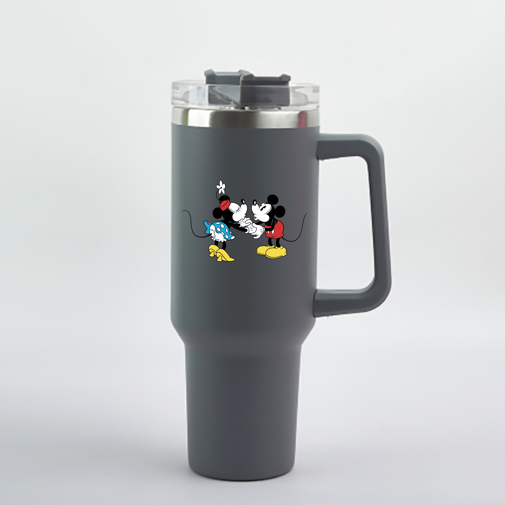 （画像用） ミッキーマウス Mickey Mouse 1200mL車用タンブラー - クリスタルステッカー（プラスチックストロー付き）