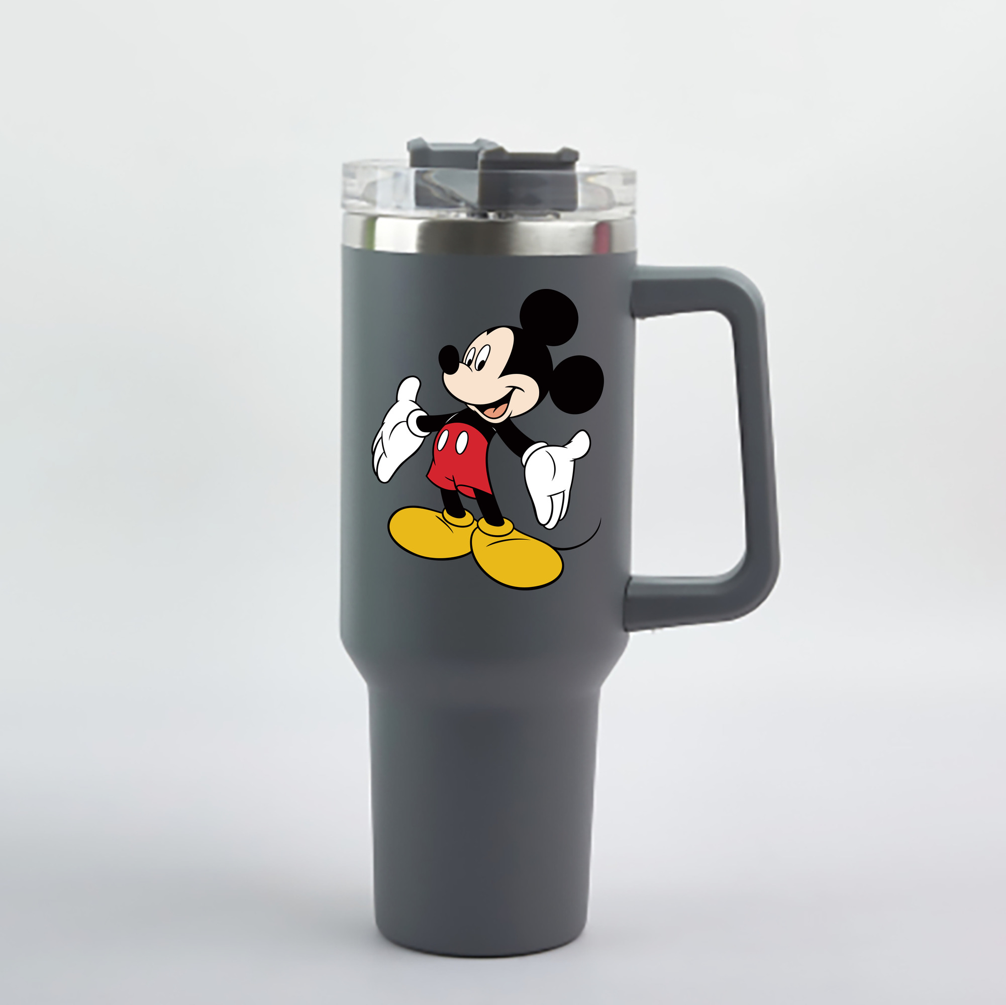 （画像用） ミッキーマウス Mickey Mouse 1200mL車用タンブラー - クリスタルステッカー（プラスチックストロー付き）
