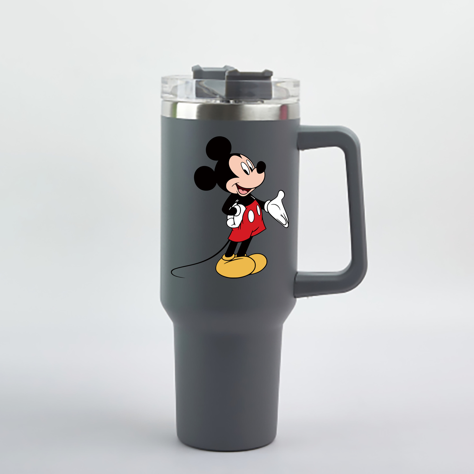 （画像用） ミッキーマウス Mickey Mouse 1200mL車用タンブラー - クリスタルステッカー（プラスチックストロー付き）