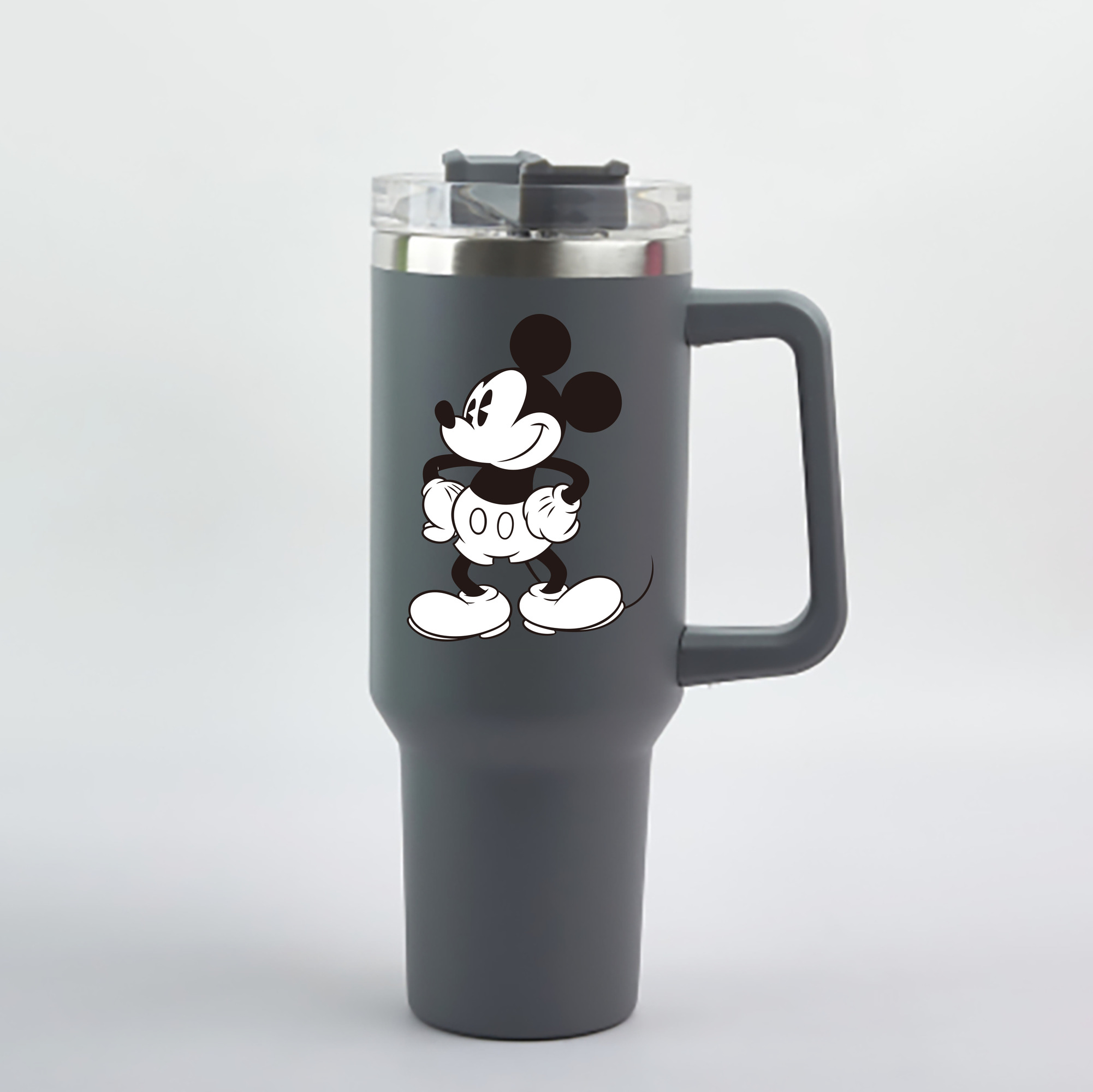 （画像用） ミッキーマウス Mickey Mouse 1200mL車用タンブラー - クリスタルステッカー（プラスチックストロー付き）