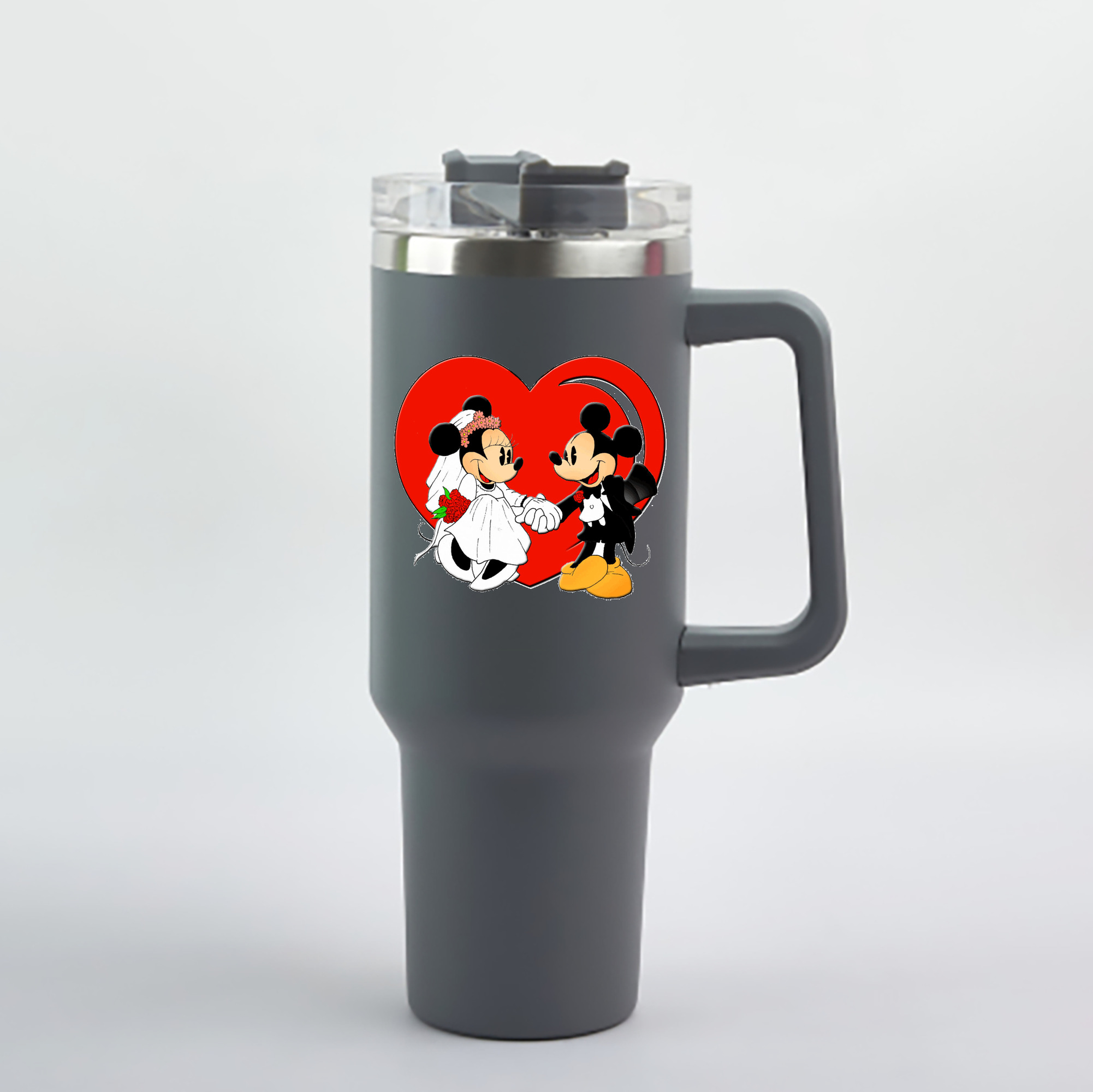 （画像用） ミッキーマウス Mickey Mouse 1200mL車用タンブラー - クリスタルステッカー（プラスチックストロー付き）