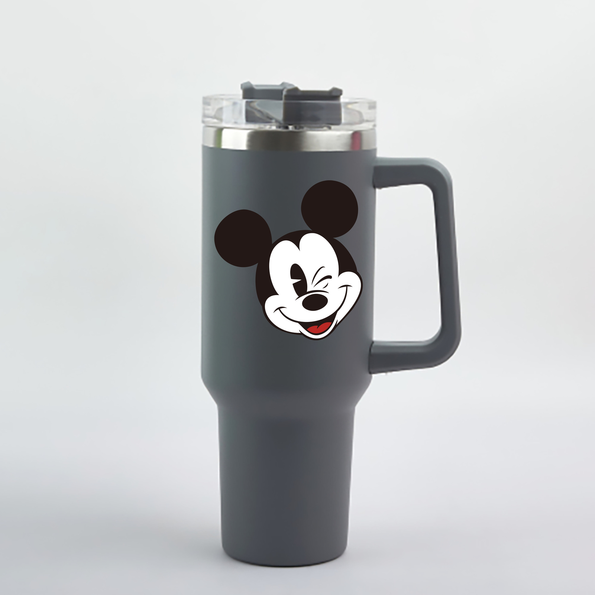 ミッキーマウス Mickey Mouse 1200mL車用タンブラー - クリスタルステッカー（プラスチックストロー付き）