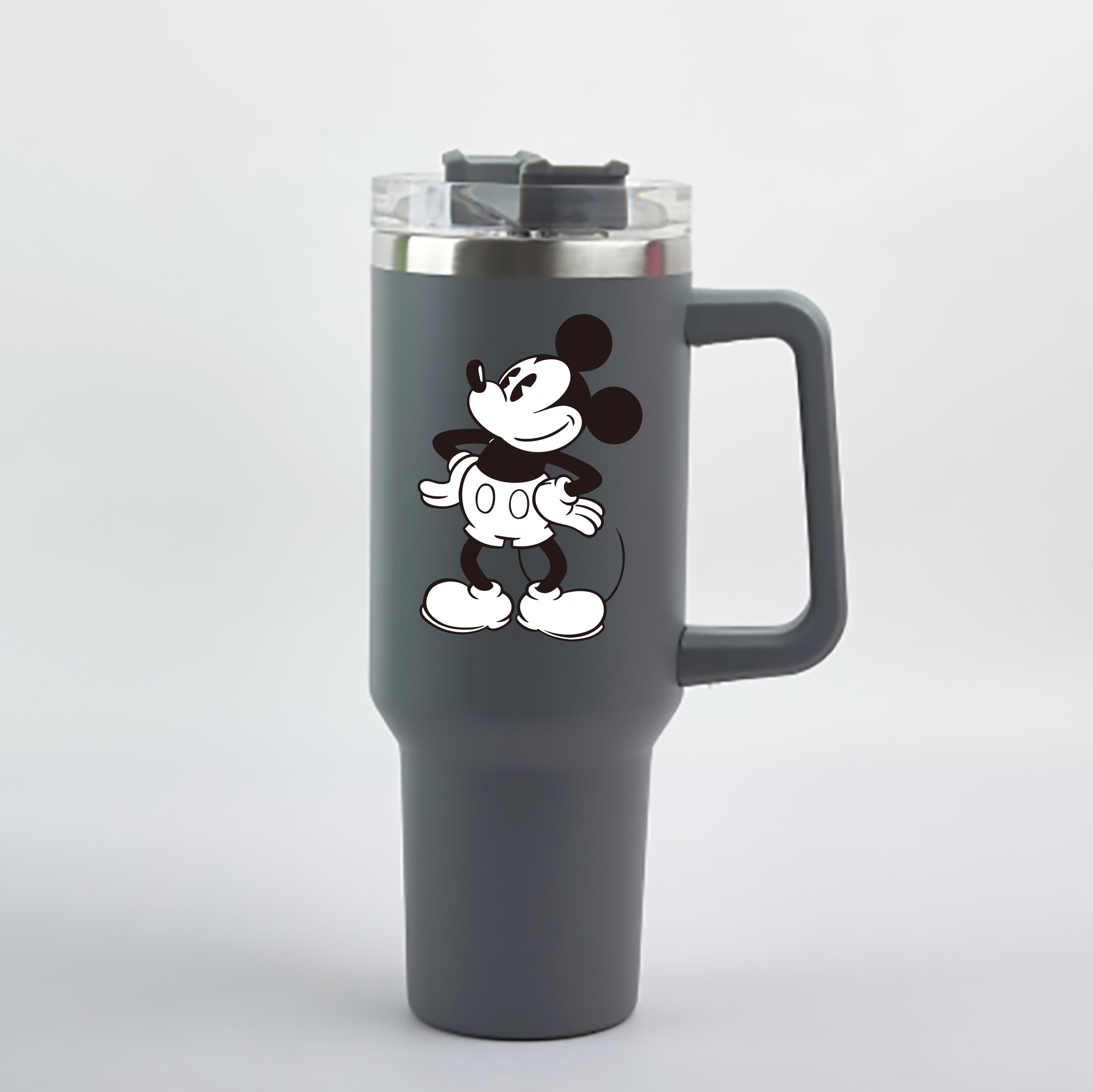 （画像用） ミッキーマウス Mickey Mouse 1200mL車用タンブラー - クリスタルステッカー（プラスチックストロー付き）