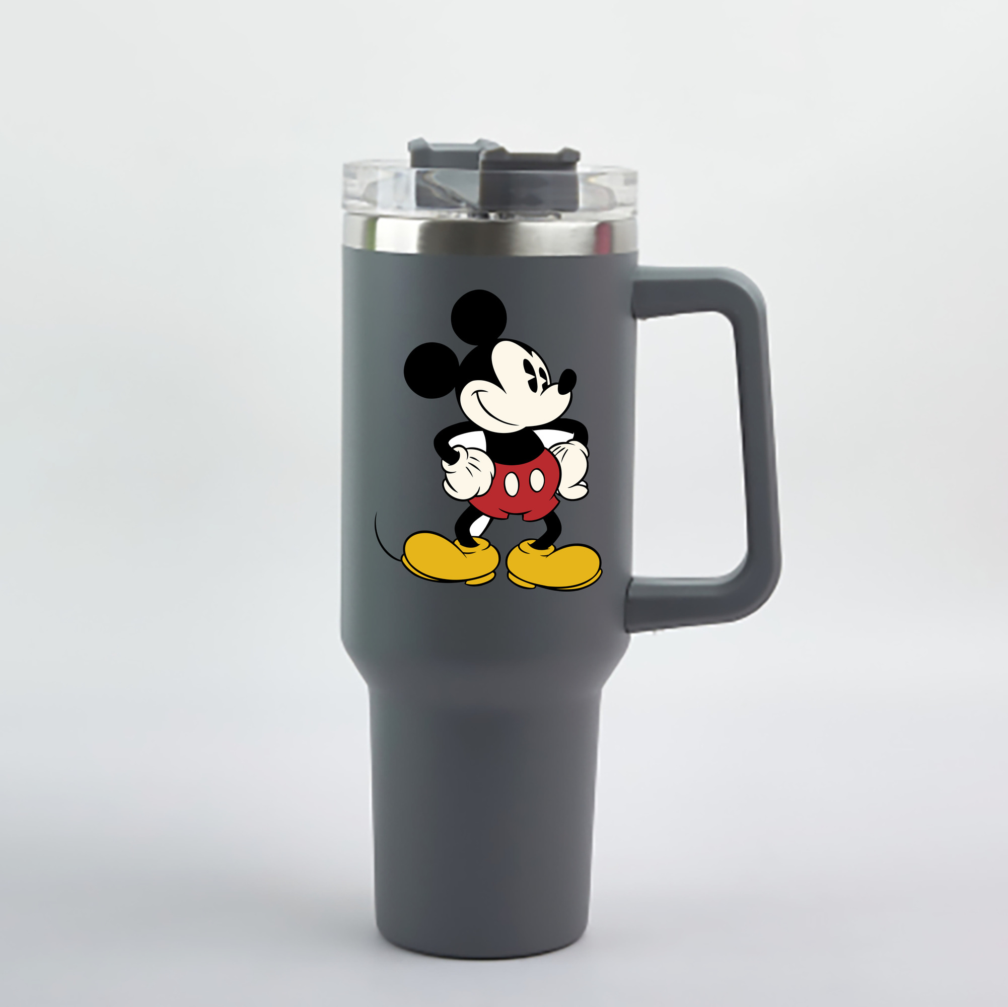 （画像用） ミッキーマウス Mickey Mouse 1200mL車用タンブラー - クリスタルステッカー（プラスチックストロー付き）