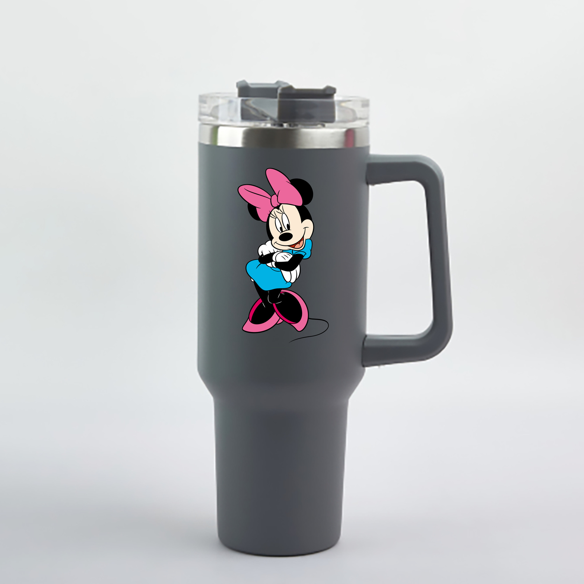 （画像用） ミッキーマウス Mickey Mouse 1200mL車用タンブラー - クリスタルステッカー（プラスチックストロー付き）