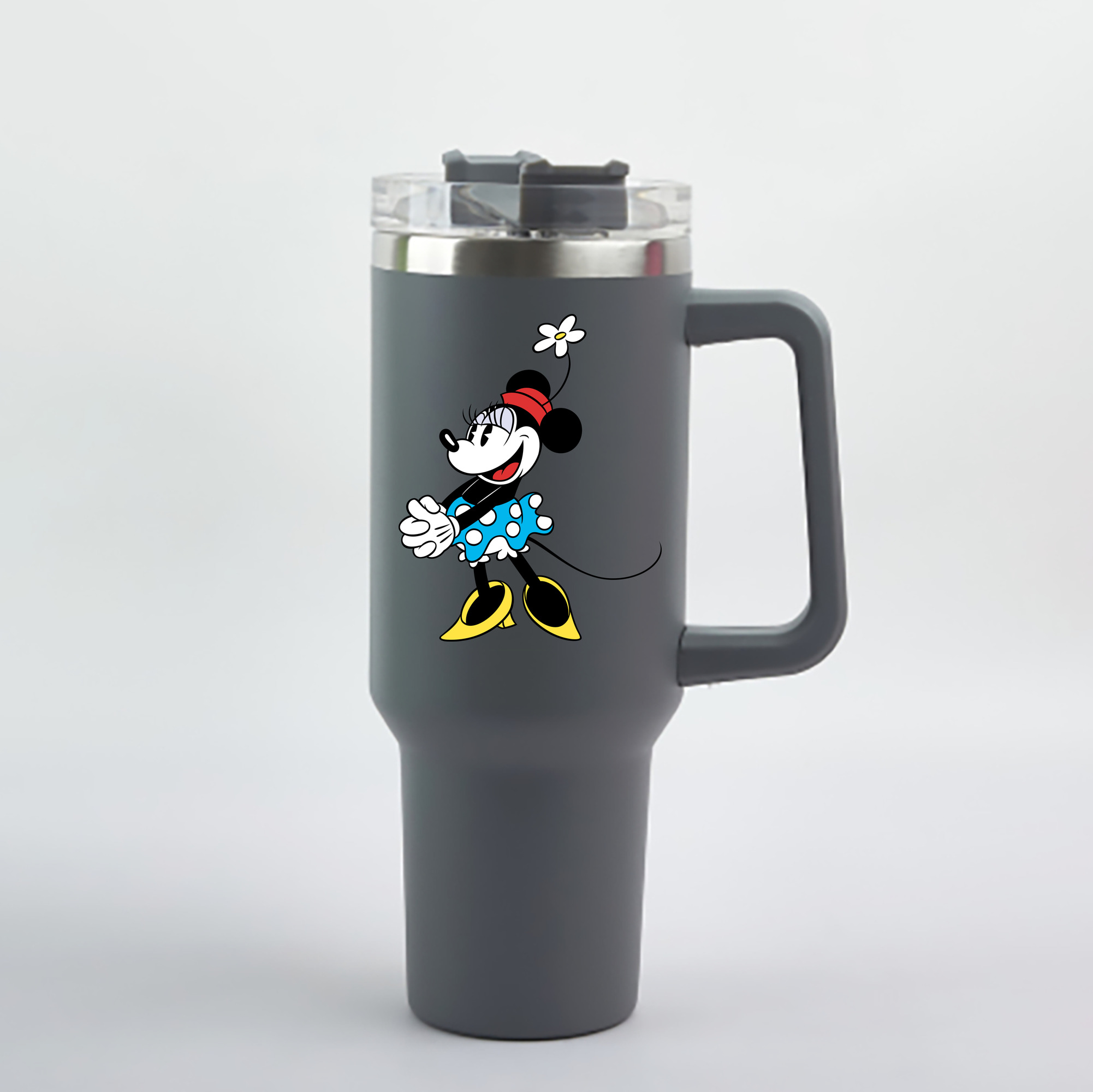 （画像用） ミッキーマウス Mickey Mouse 1200mL車用タンブラー - クリスタルステッカー（プラスチックストロー付き）