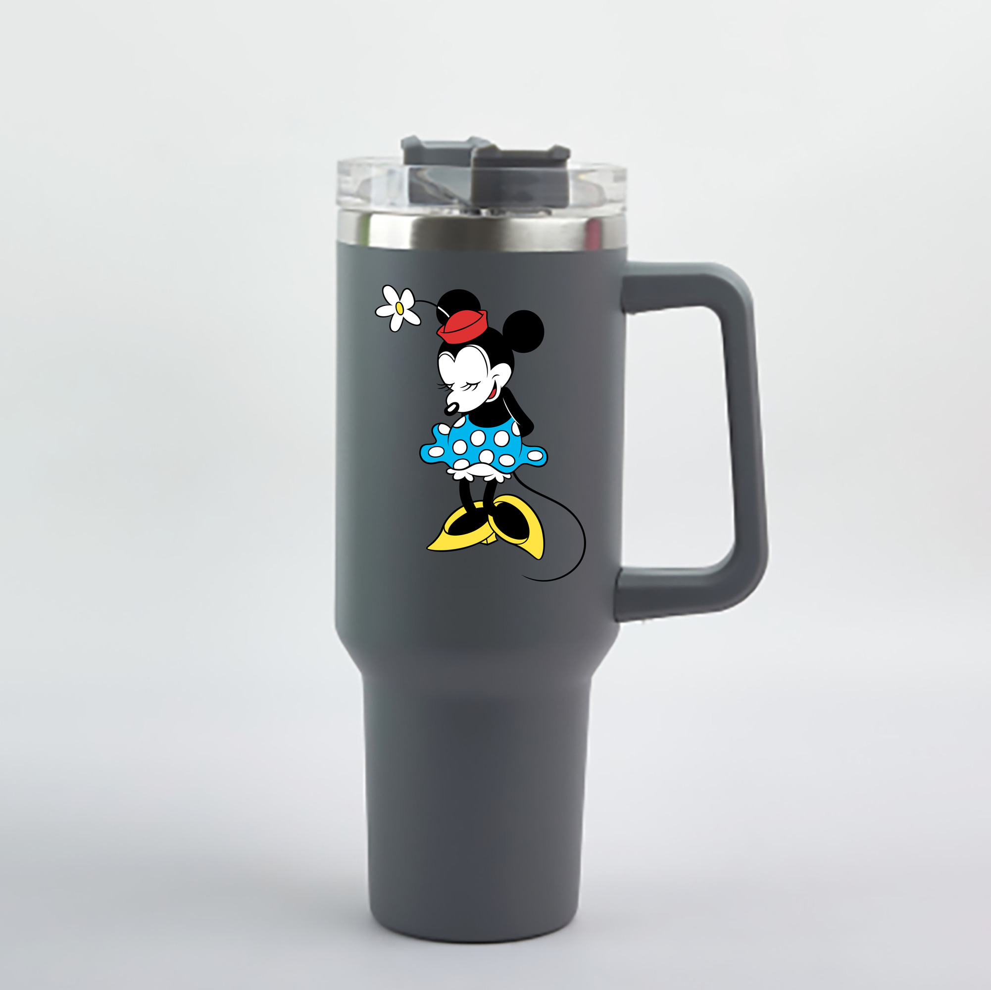 （画像用） ミッキーマウス Mickey Mouse 1200mL車用タンブラー - クリスタルステッカー（プラスチックストロー付き）