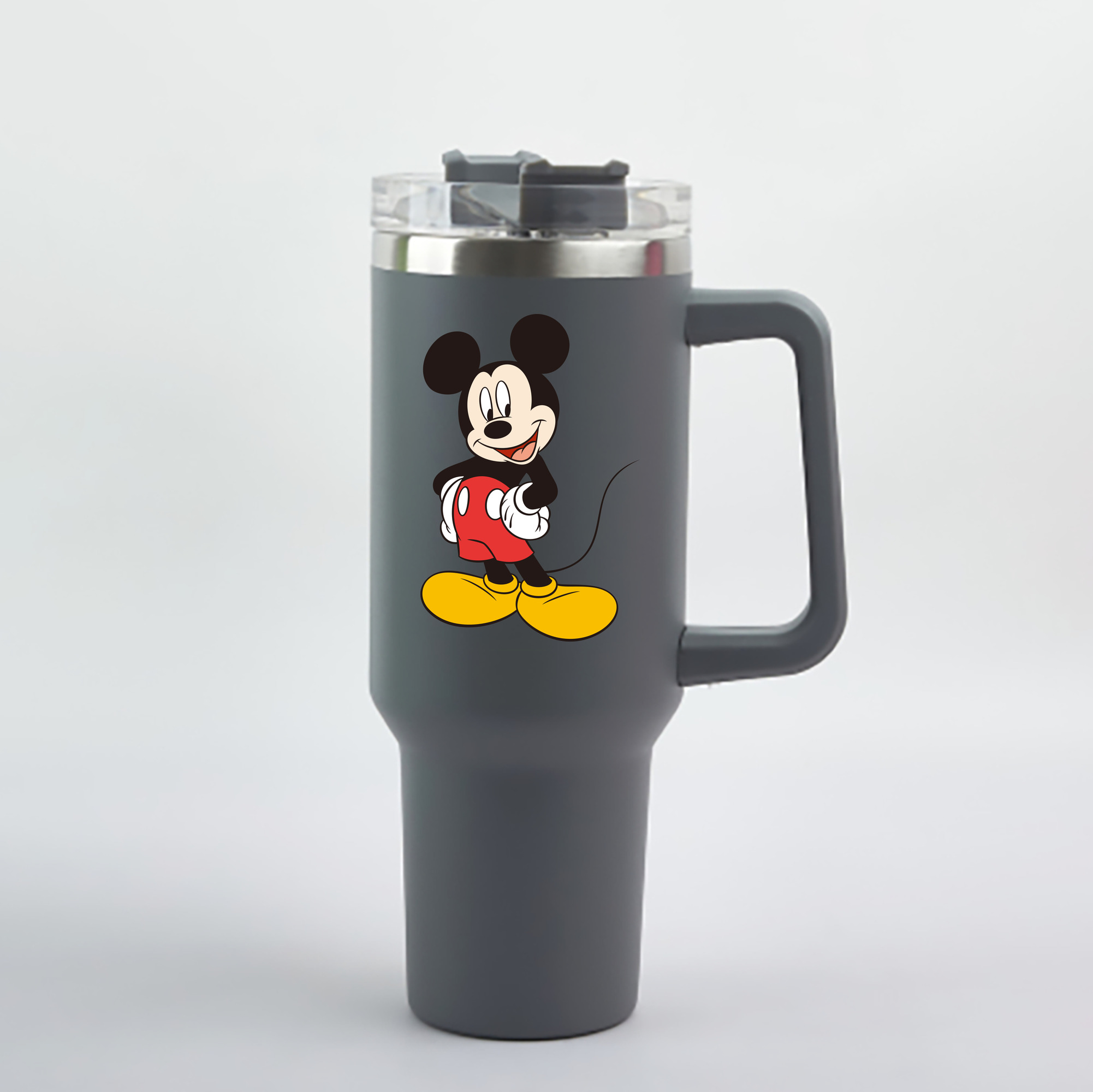 ミッキーマウス Mickey Mouse 1200mL車用タンブラー - クリスタルステッカー（プラスチックストロー付き）