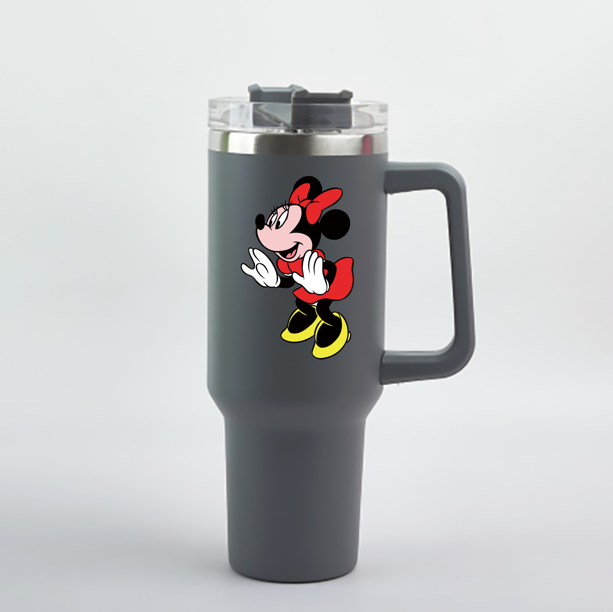 （画像用） ミッキーマウス Mickey Mouse 1200mL車用タンブラー - クリスタルステッカー（プラスチックストロー付き）