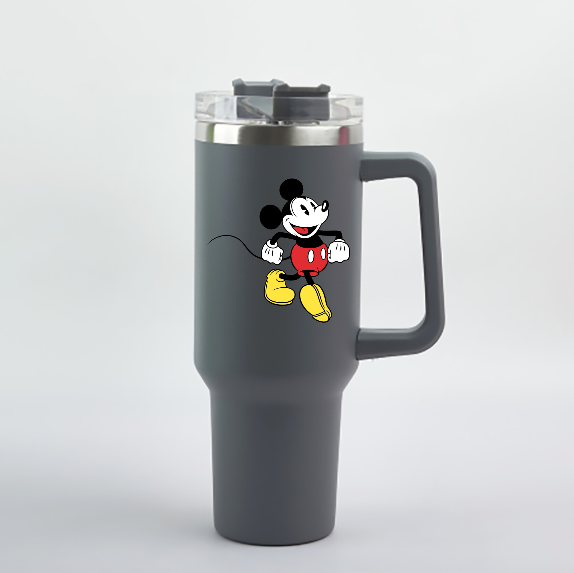 （画像用） ミッキーマウス Mickey Mouse 1200mL車用タンブラー - クリスタルステッカー（プラスチックストロー付き）