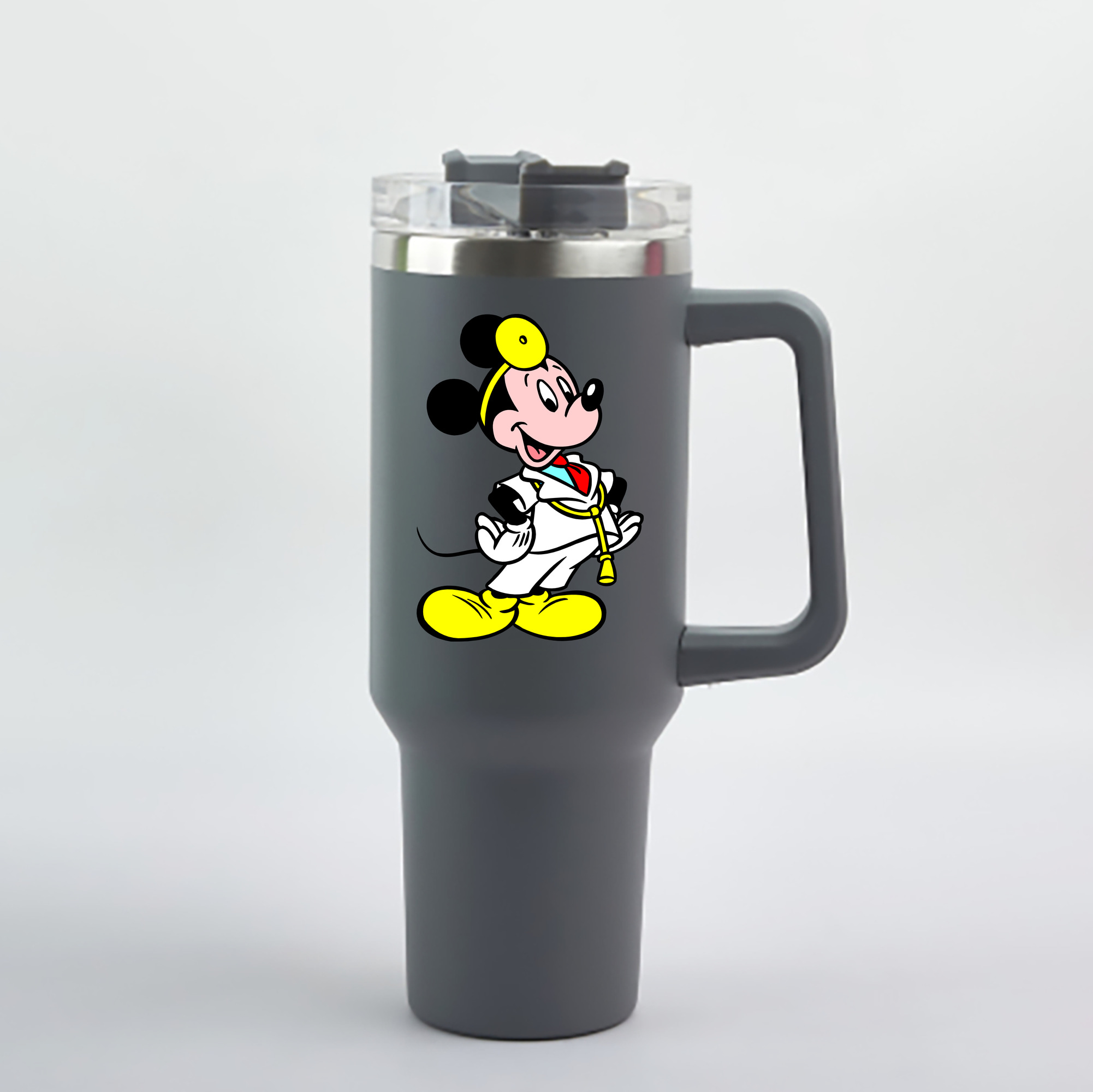 （画像用） ミッキーマウス Mickey Mouse 1200mL車用タンブラー - クリスタルステッカー（プラスチックストロー付き）