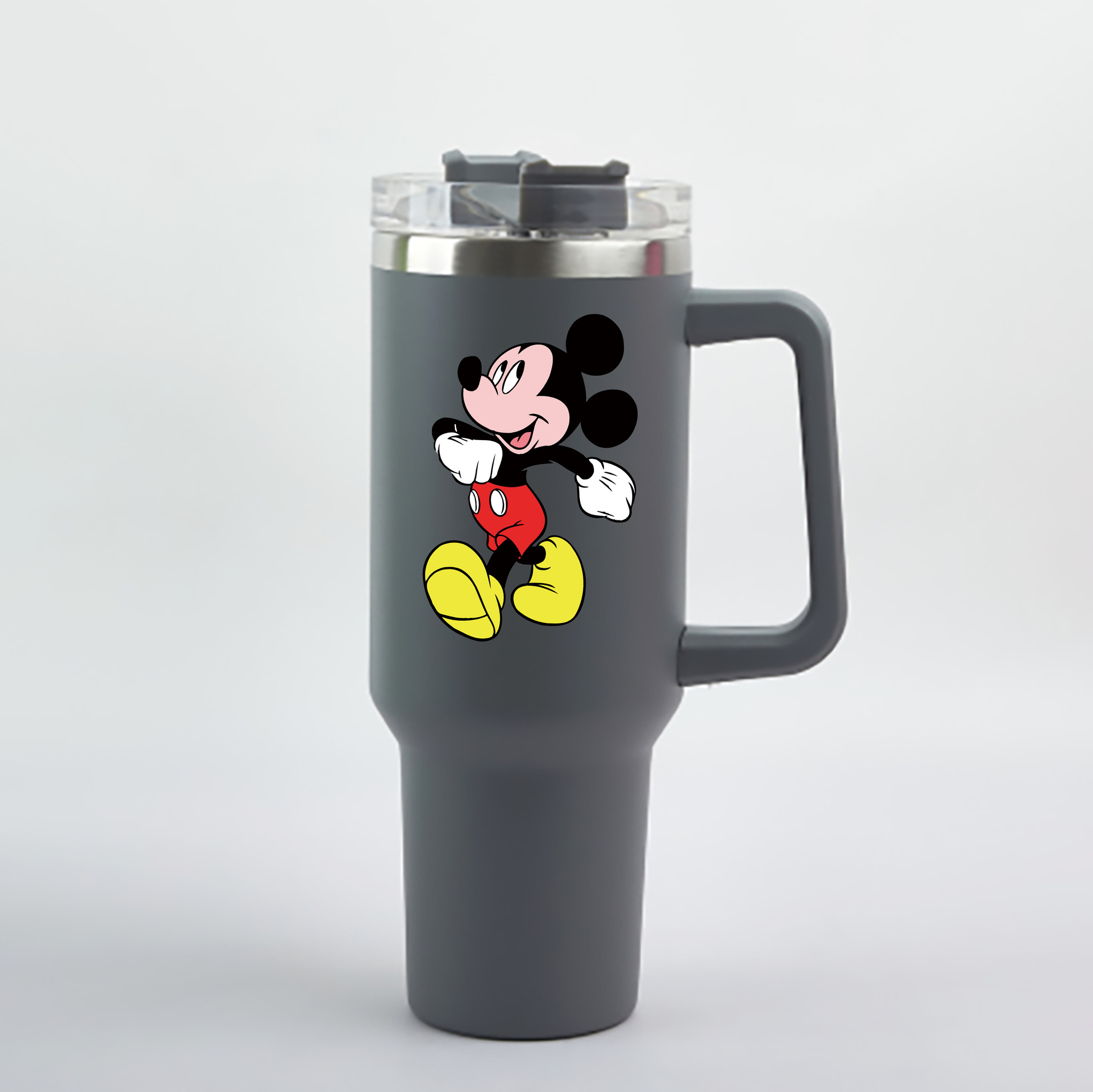 （画像用） ミッキーマウス Mickey Mouse 1200mL車用タンブラー - クリスタルステッカー（プラスチックストロー付き）