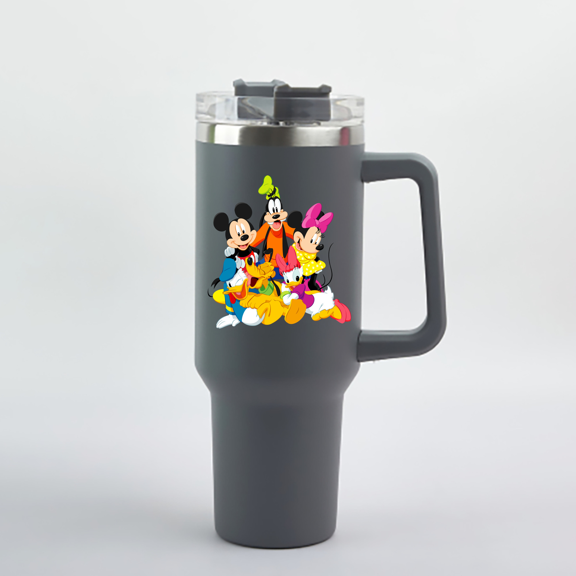 ミッキーマウス Mickey Mouse 1200mL車用タンブラー - クリスタルステッカー（プラスチックストロー付き）