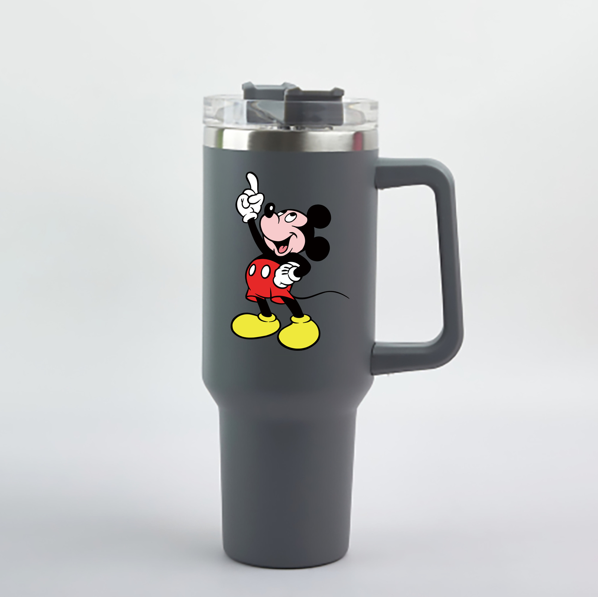 （画像用） ミッキーマウス Mickey Mouse 1200mL車用タンブラー - クリスタルステッカー（プラスチックストロー付き）