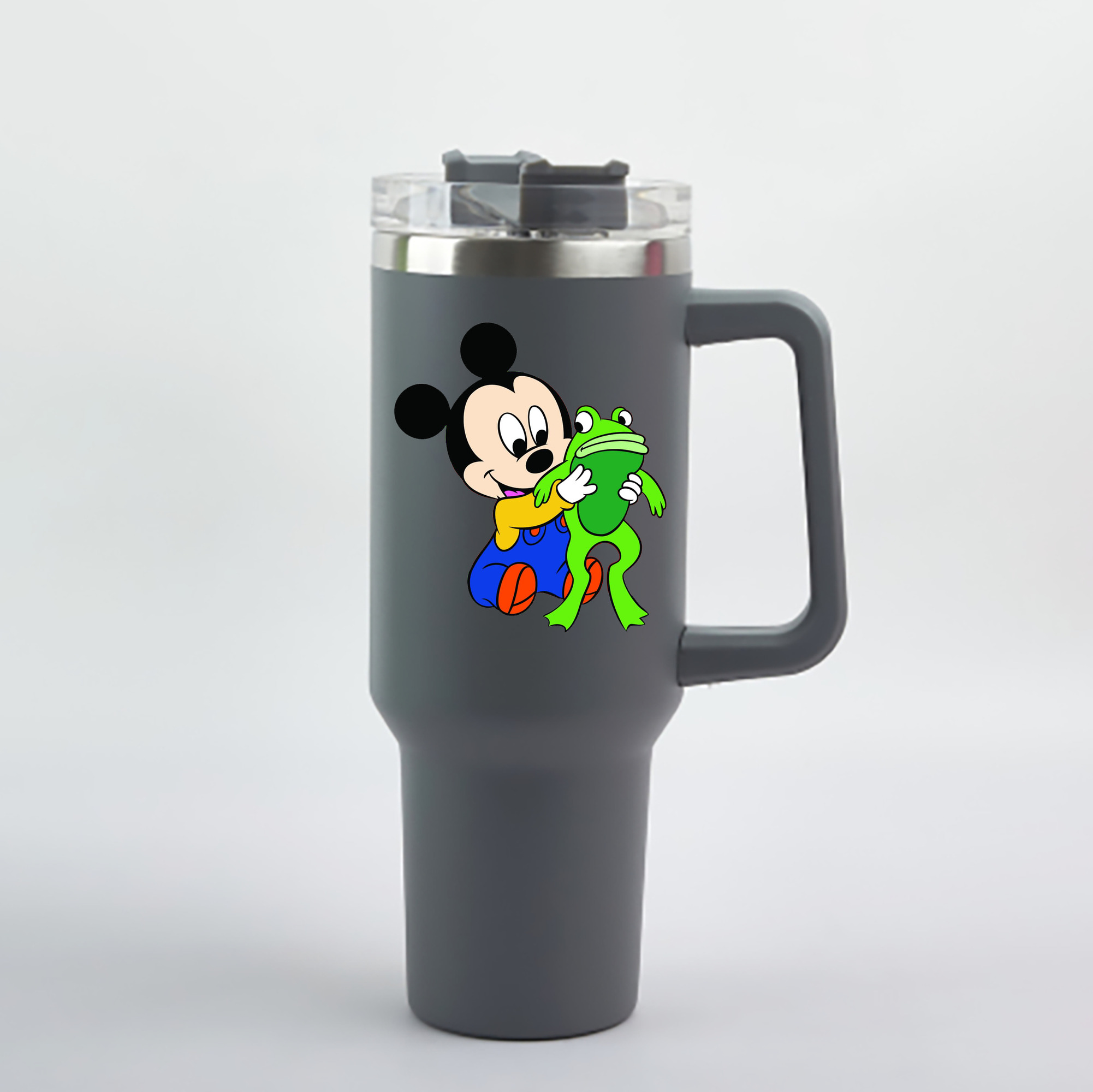 （画像用） ミッキーマウス Mickey Mouse 1200mL車用タンブラー - クリスタルステッカー（プラスチックストロー付き）