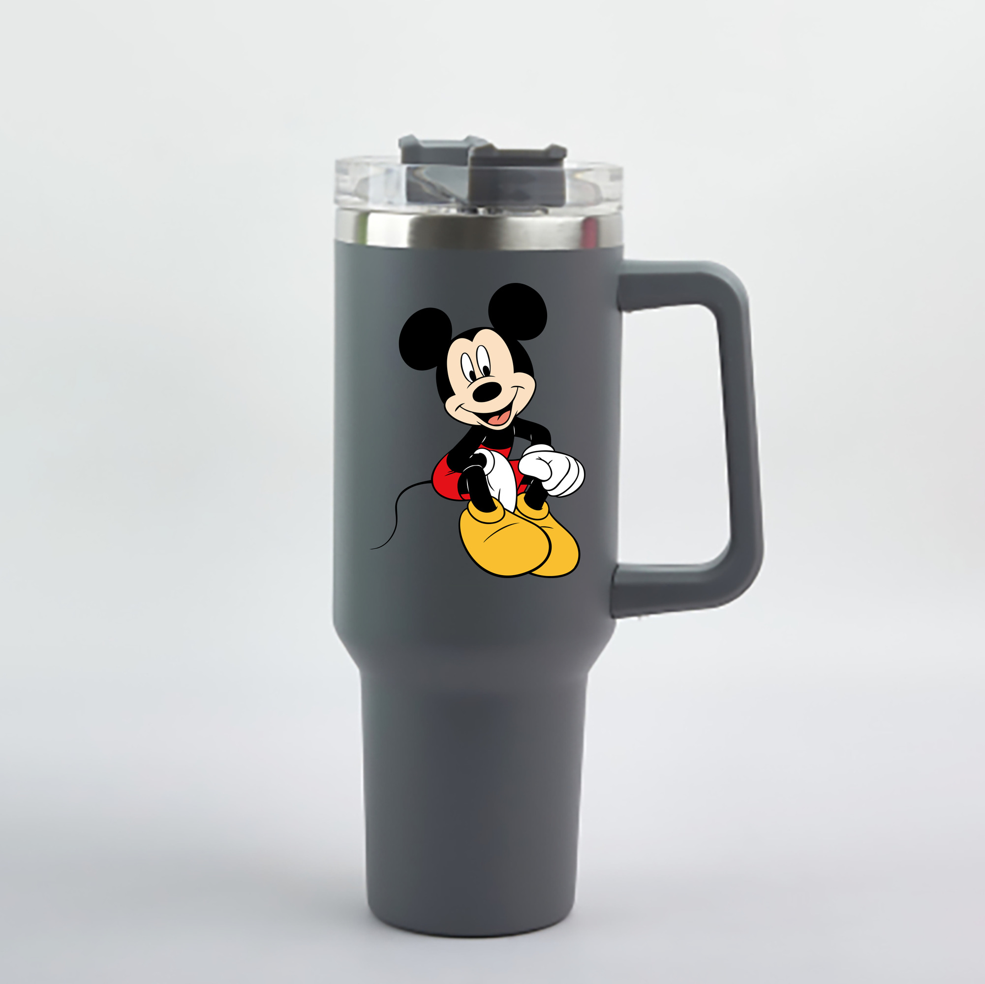 （画像用） ミッキーマウス Mickey Mouse 1200mL車用タンブラー - クリスタルステッカー（プラスチックストロー付き）