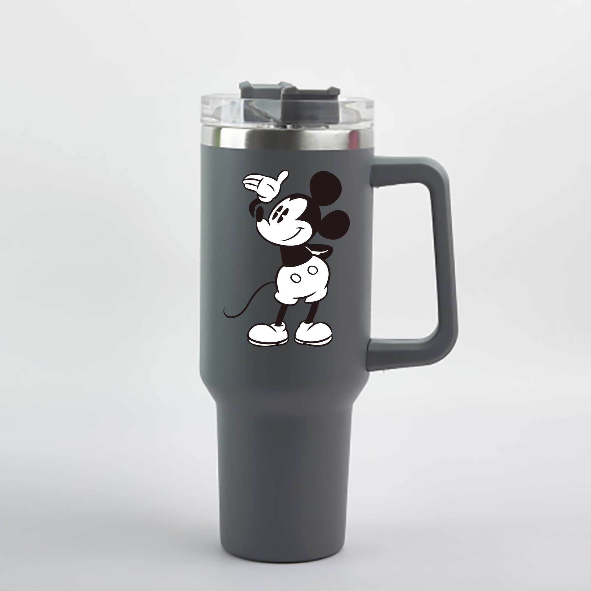 （画像用） ミッキーマウス Mickey Mouse 1200mL車用タンブラー - クリスタルステッカー（プラスチックストロー付き）