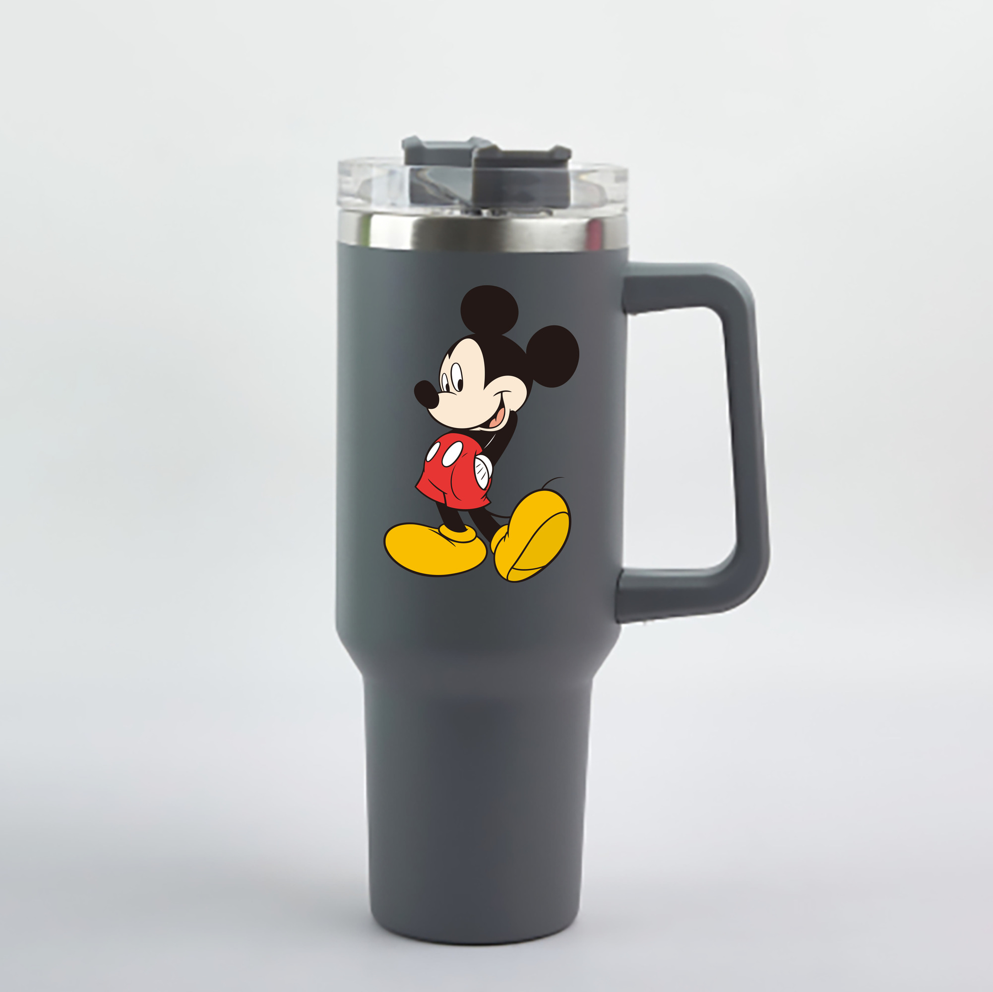 （画像用） ミッキーマウス Mickey Mouse 1200mL車用タンブラー - クリスタルステッカー（プラスチックストロー付き）