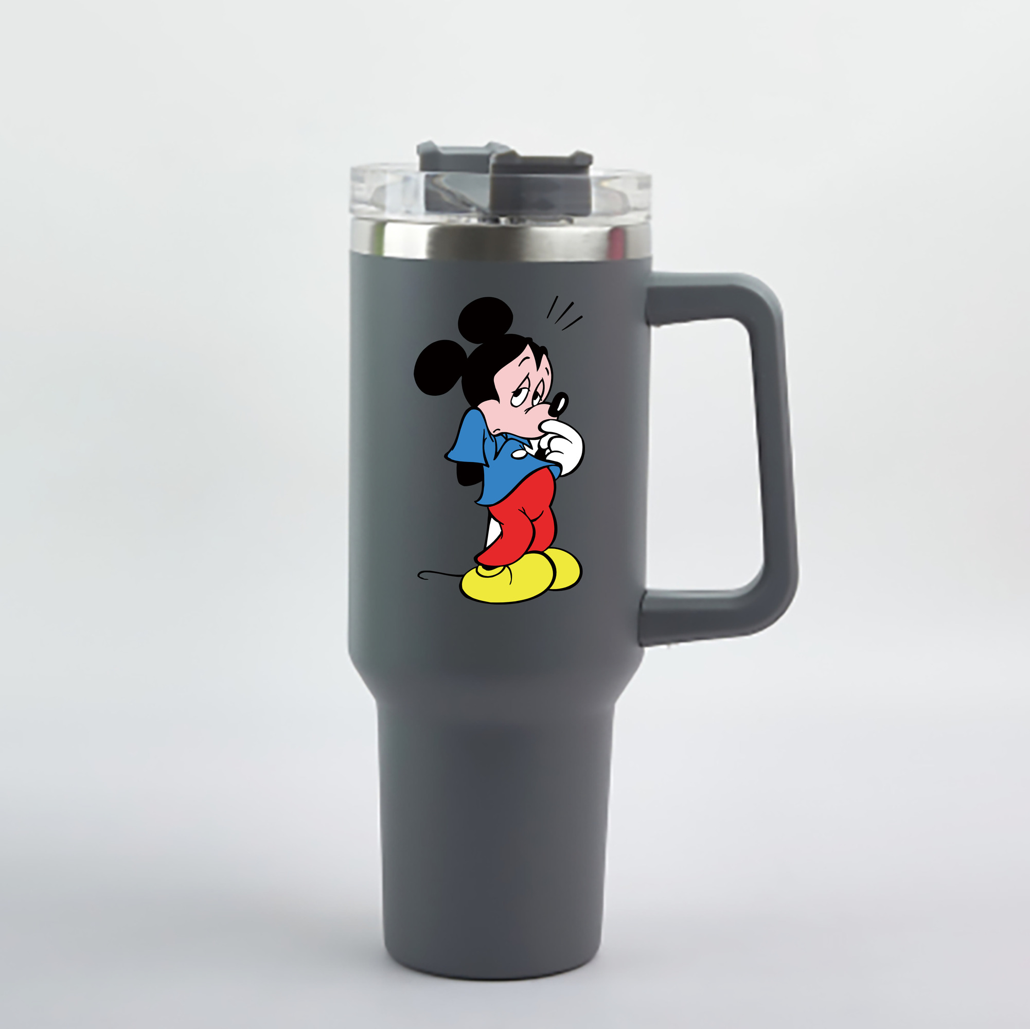 （画像用） ミッキーマウス Mickey Mouse 1200mL車用タンブラー - クリスタルステッカー（プラスチックストロー付き）
