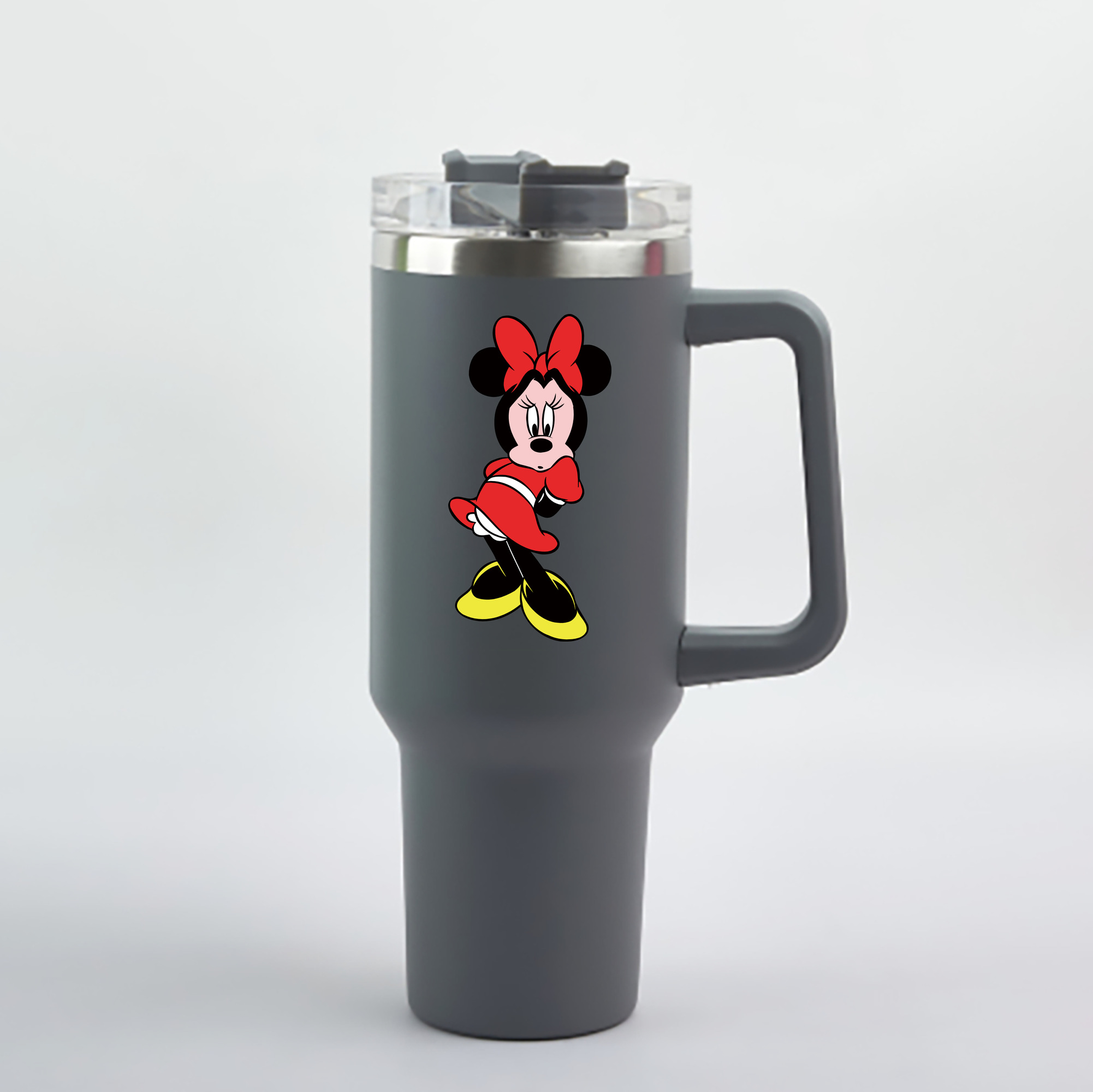 （画像用） ミッキーマウス Mickey Mouse 1200mL車用タンブラー - クリスタルステッカー（プラスチックストロー付き）